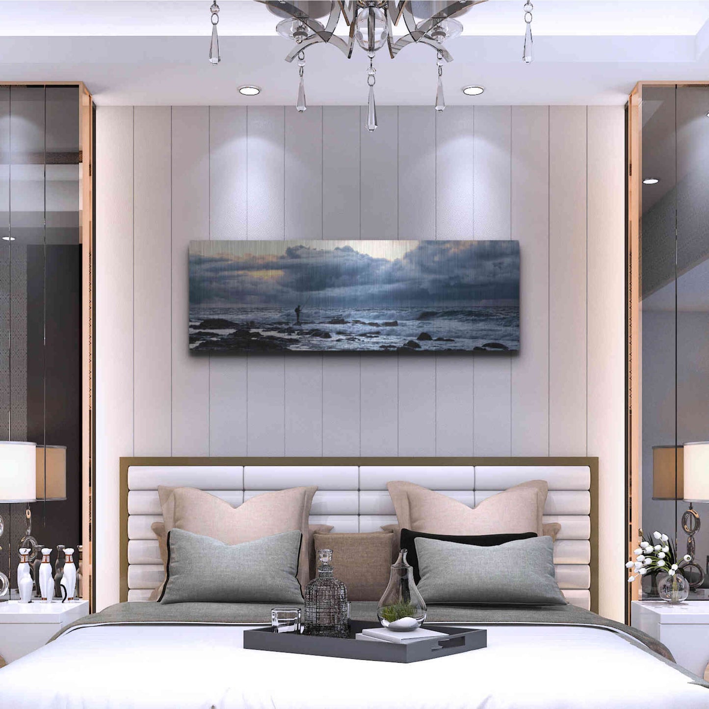 Luxe Metal Art 'Surf Fishing' by Daniel Burt Metal Wall Art,48x16