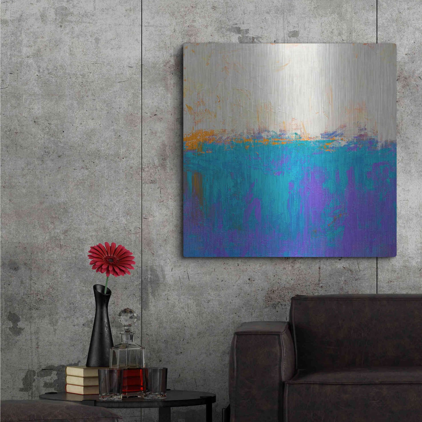 Luxe Metal Art 'Orange Spark' by Don Bishop Metal Wall Art,36x36