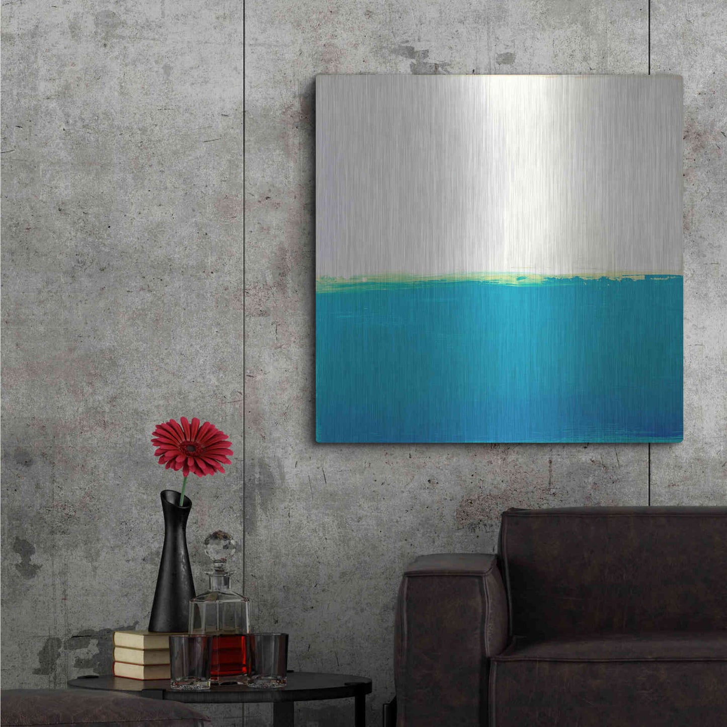 Luxe Metal Art 'Turquoise Sea' by Don Bishop Metal Wall Art,36x36