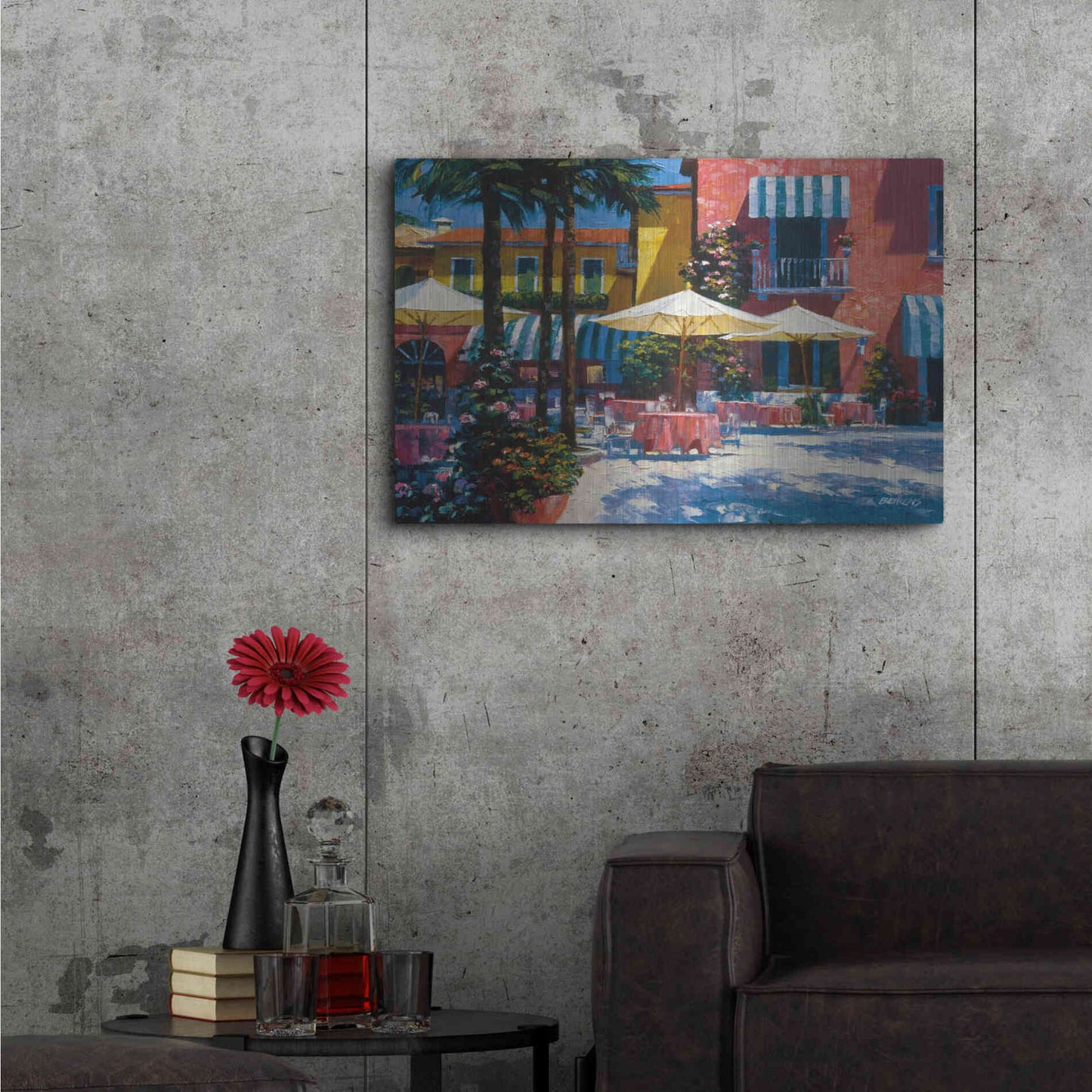 Luxe Metal Art 'Inn at Lake Garda' by Howard Behrens Metal Wall Art,36x24