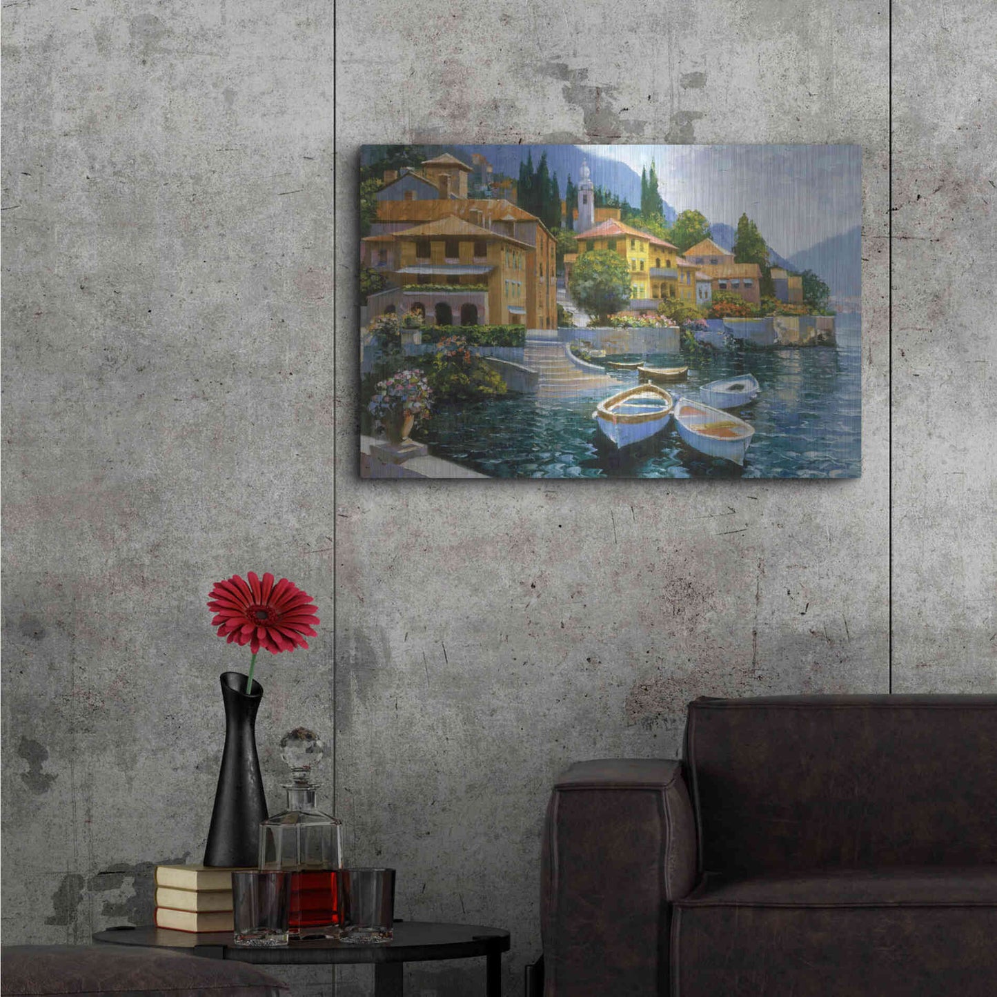 Luxe Metal Art 'Lake Como Landing' by Howard Behrens Metal Wall Art,36x24
