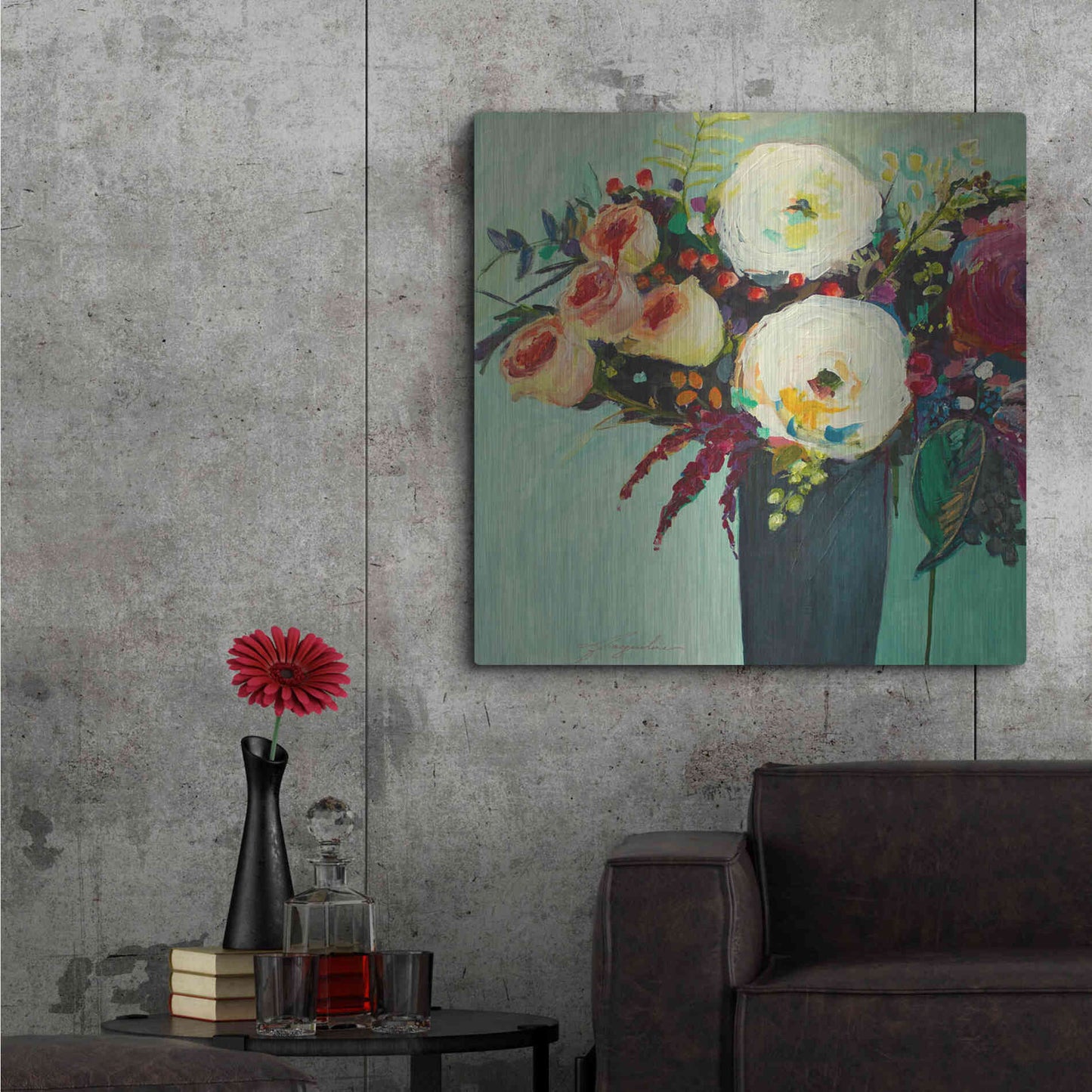 Luxe Metal Art 'Ode to Summer 9' by Jacqueline Brewer Metal Wall Art,36x36