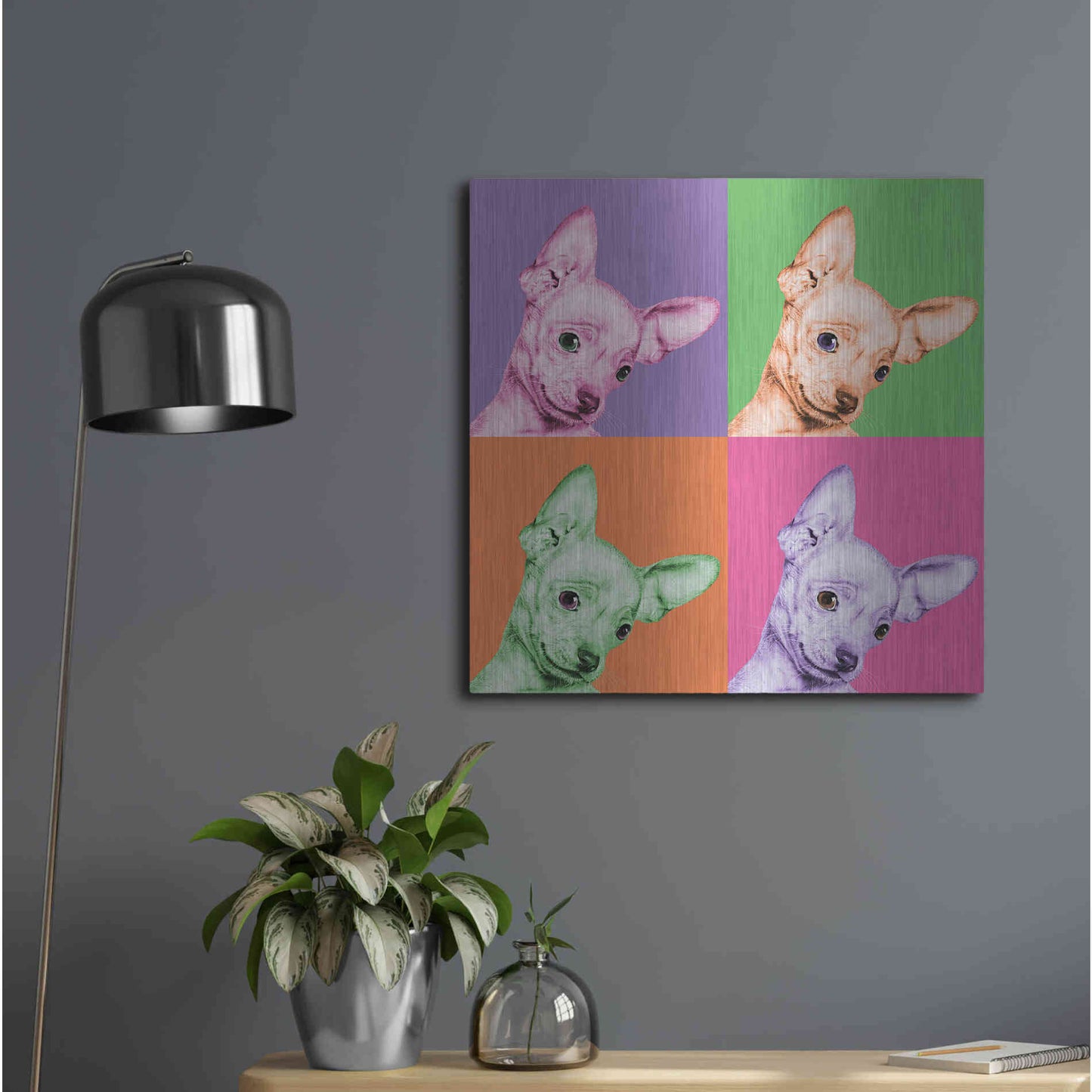 Luxe Metal Art 'Sweet Chihuahua Pop' by Jon Bertelli Metal Wall Art,24x24