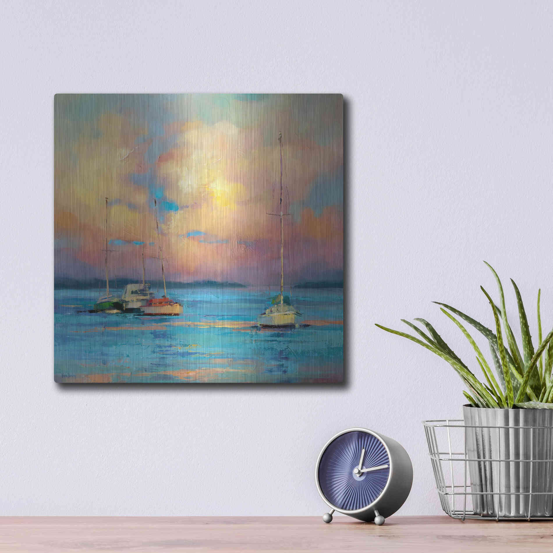 Luxe Metal Art 'After The Sailing Day' by Kasia Bruniany Metal Wall Art,12x12