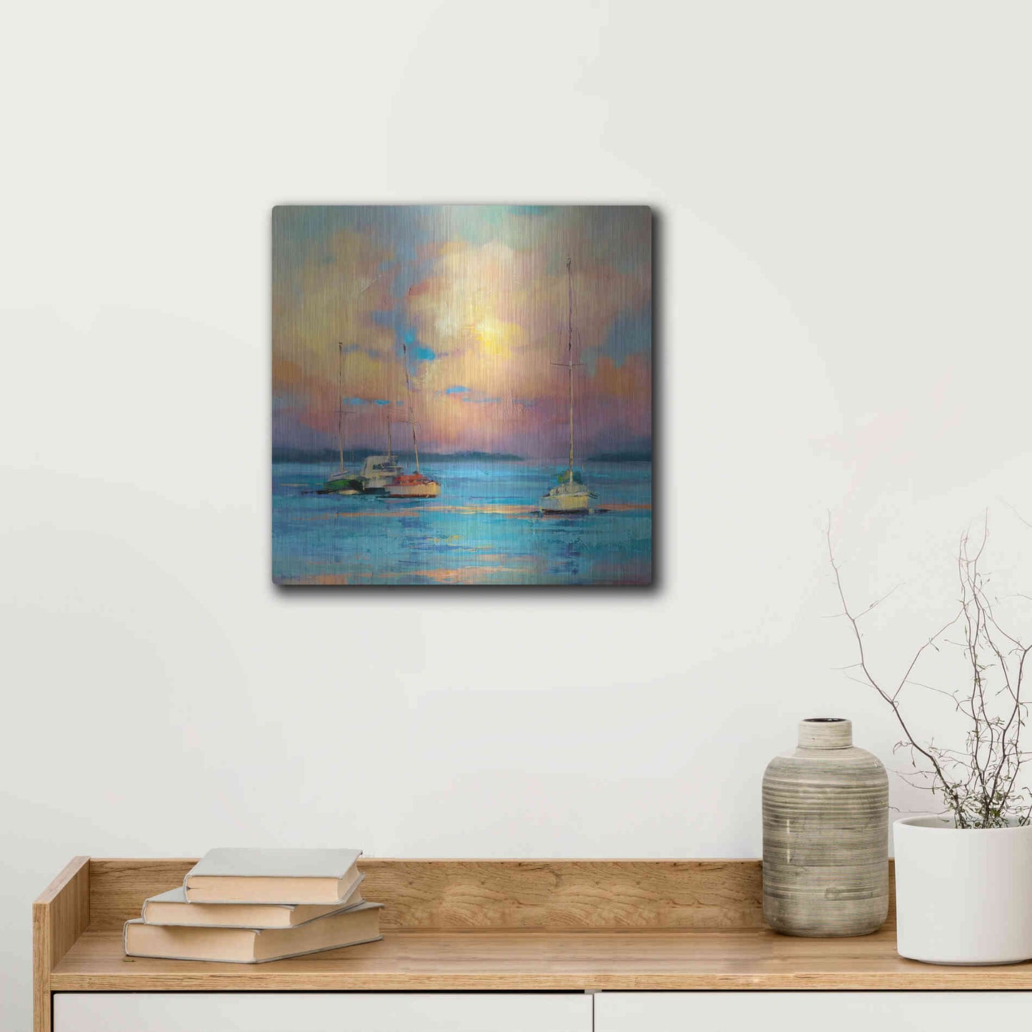 Luxe Metal Art 'After The Sailing Day' by Kasia Bruniany Metal Wall Art,12x12