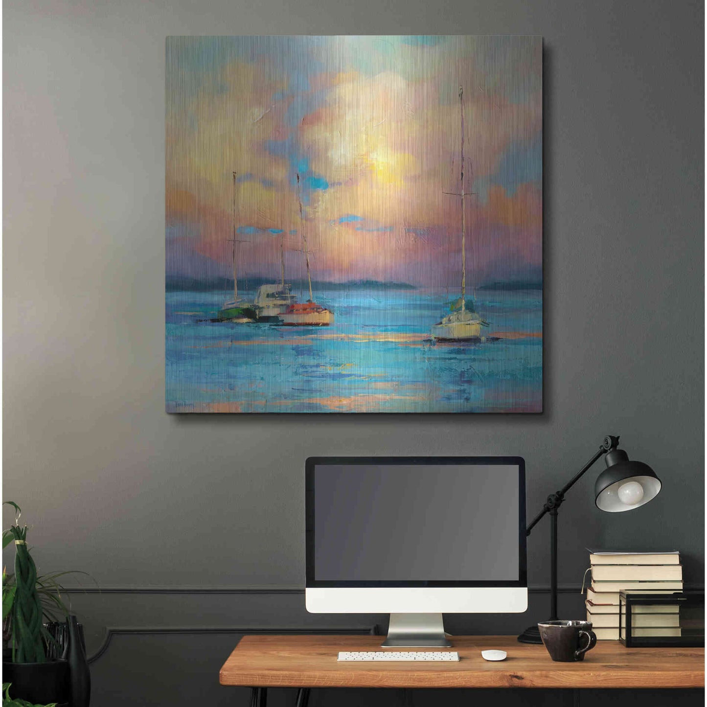Luxe Metal Art 'After The Sailing Day' by Kasia Bruniany Metal Wall Art,36x36