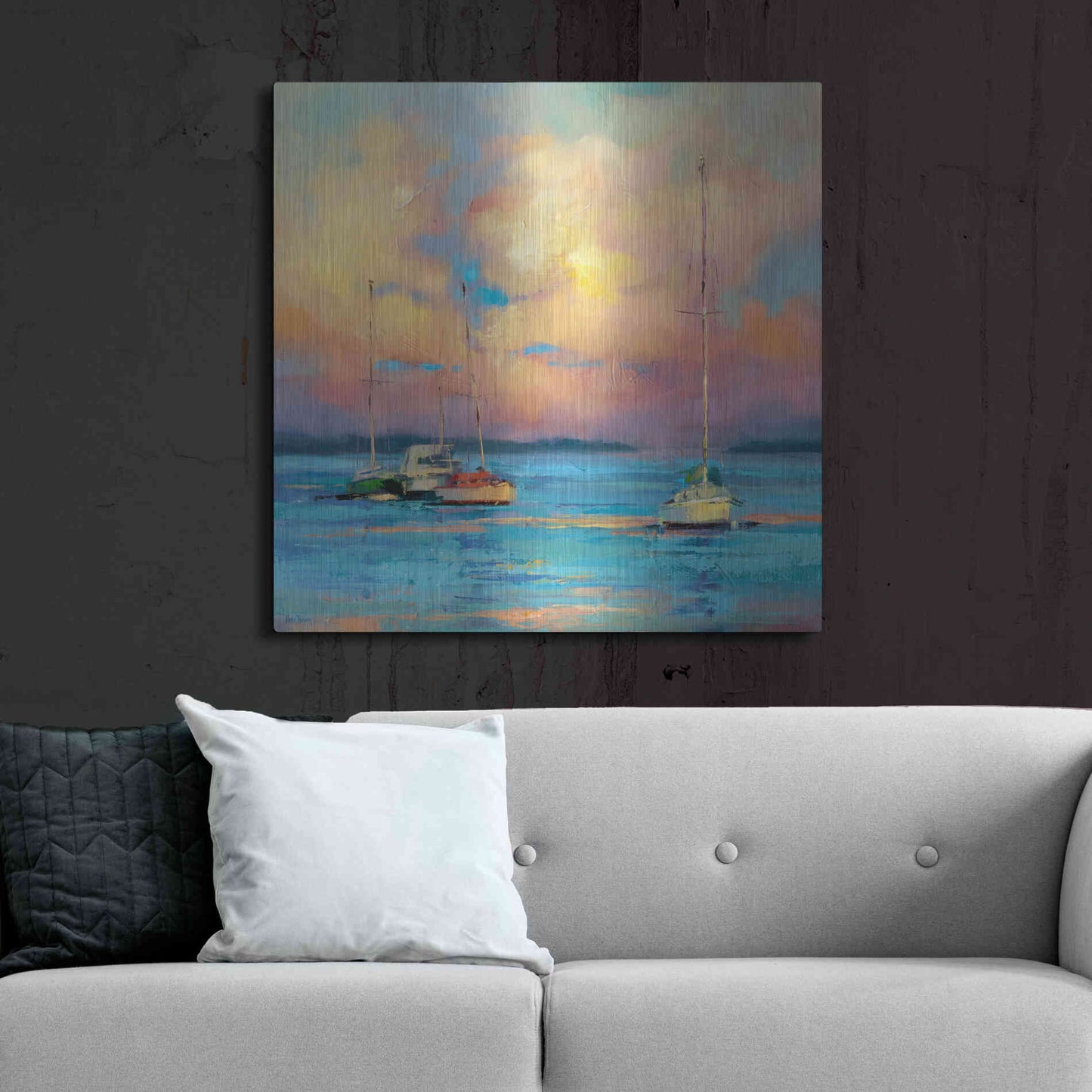Luxe Metal Art 'After The Sailing Day' by Kasia Bruniany Metal Wall Art,36x36