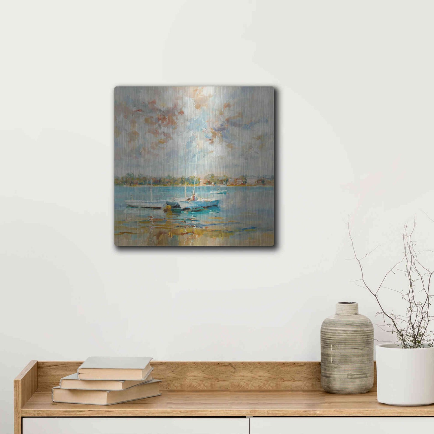 Luxe Metal Art 'At Water?s Edge' by Kasia Bruniany Metal Wall Art,12x12