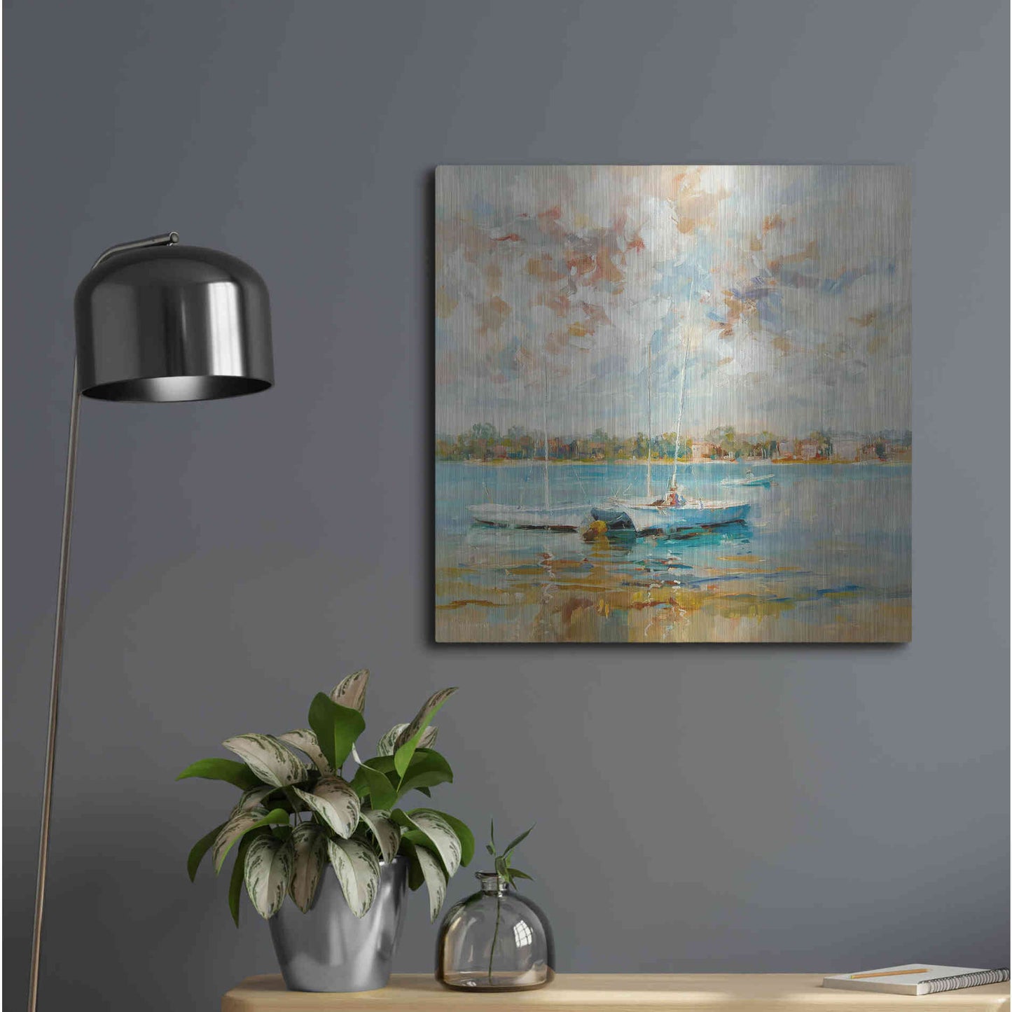 Luxe Metal Art 'At Water?s Edge' by Kasia Bruniany Metal Wall Art,24x24