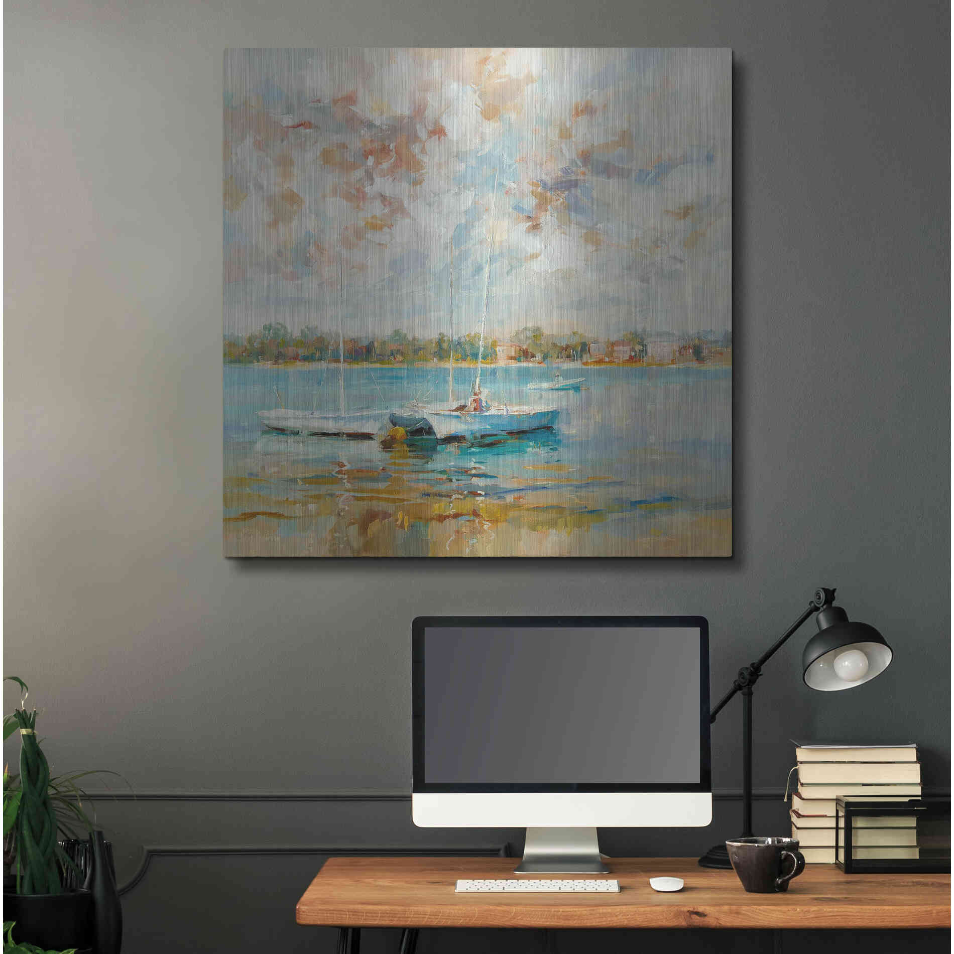 Luxe Metal Art 'At Water?s Edge' by Kasia Bruniany Metal Wall Art,36x36