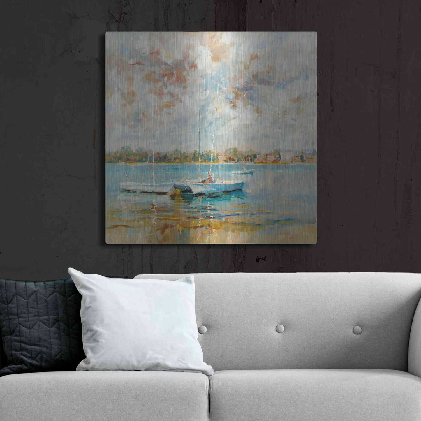 Luxe Metal Art 'At Water?s Edge' by Kasia Bruniany Metal Wall Art,36x36