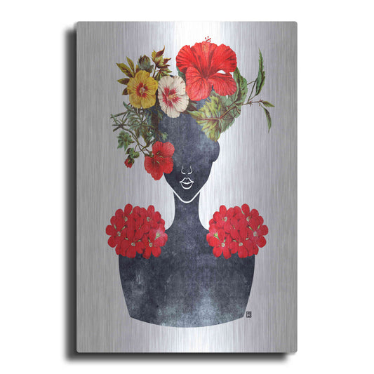 Luxe Metal Art 'Flower Crown Silhouette I' by Tabitha Brown Metal Wall Art