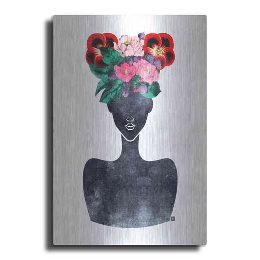 Luxe Metal Art 'Flower Crown Silhouette II' by Tabitha Brown Metal Wall Art