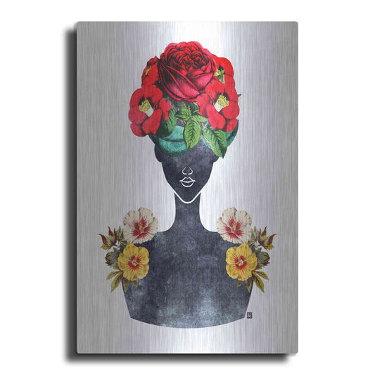 Luxe Metal Art 'Flower Crown Silhouette III' by Tabitha Brown Metal Wall Art