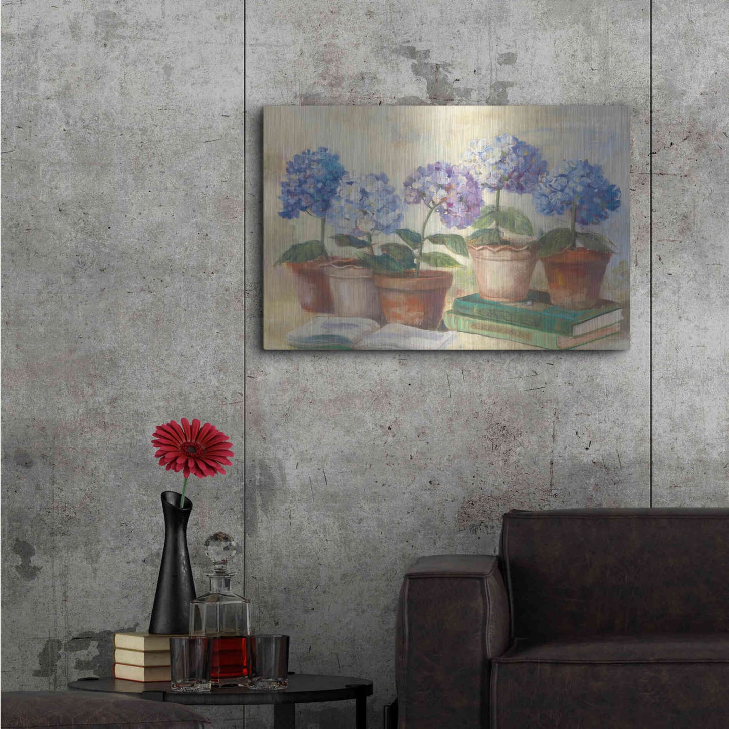 Luxe Metal Art 'Gardeners Hydrangeas' by Carol Rowan, Metal Wall Art,36x24