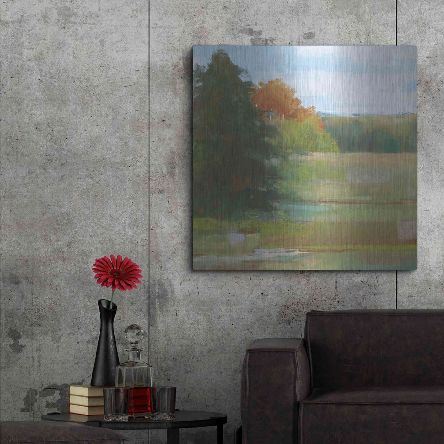 Luxe Metal Art 'Abstract Field I Bright Blue Sky' by Carol Rowan, Metal Wall Art,36x36