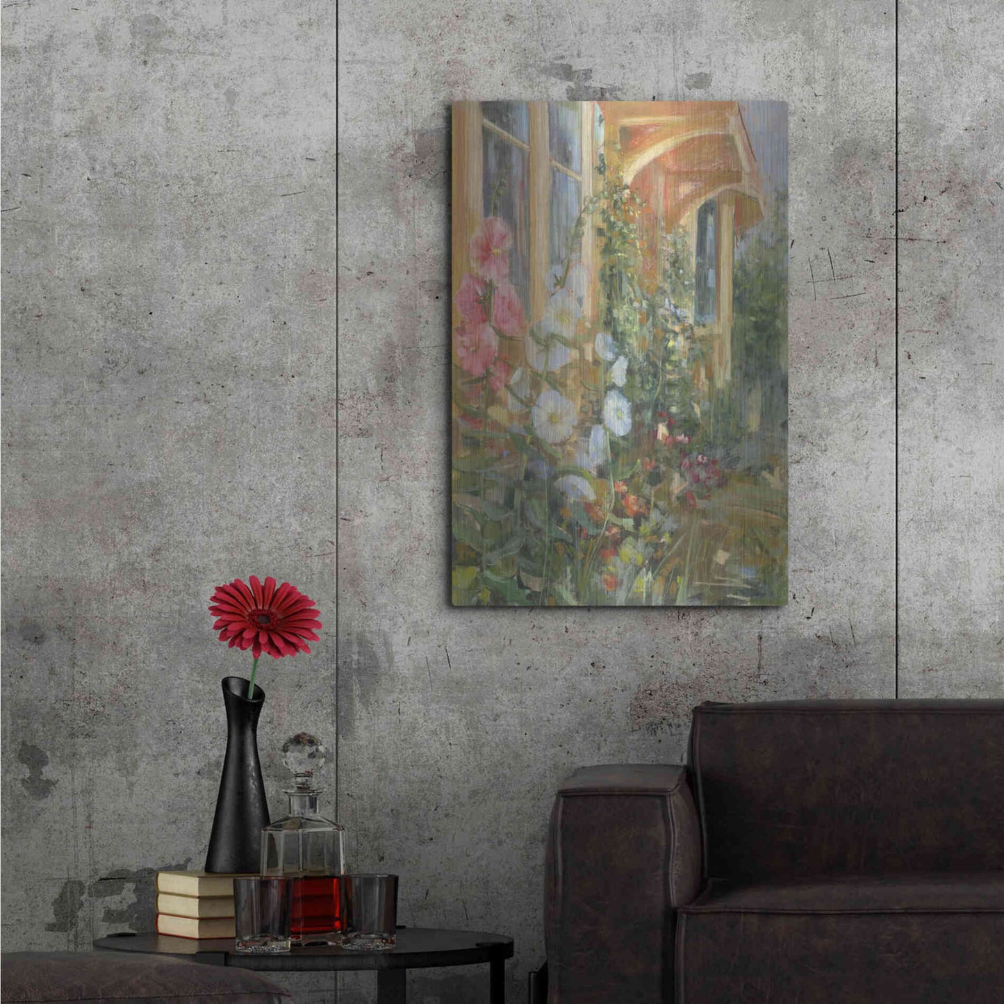 Luxe Metal Art 'Summer Hollyhocks' by Carol Rowan, Metal Wall Art,24x36