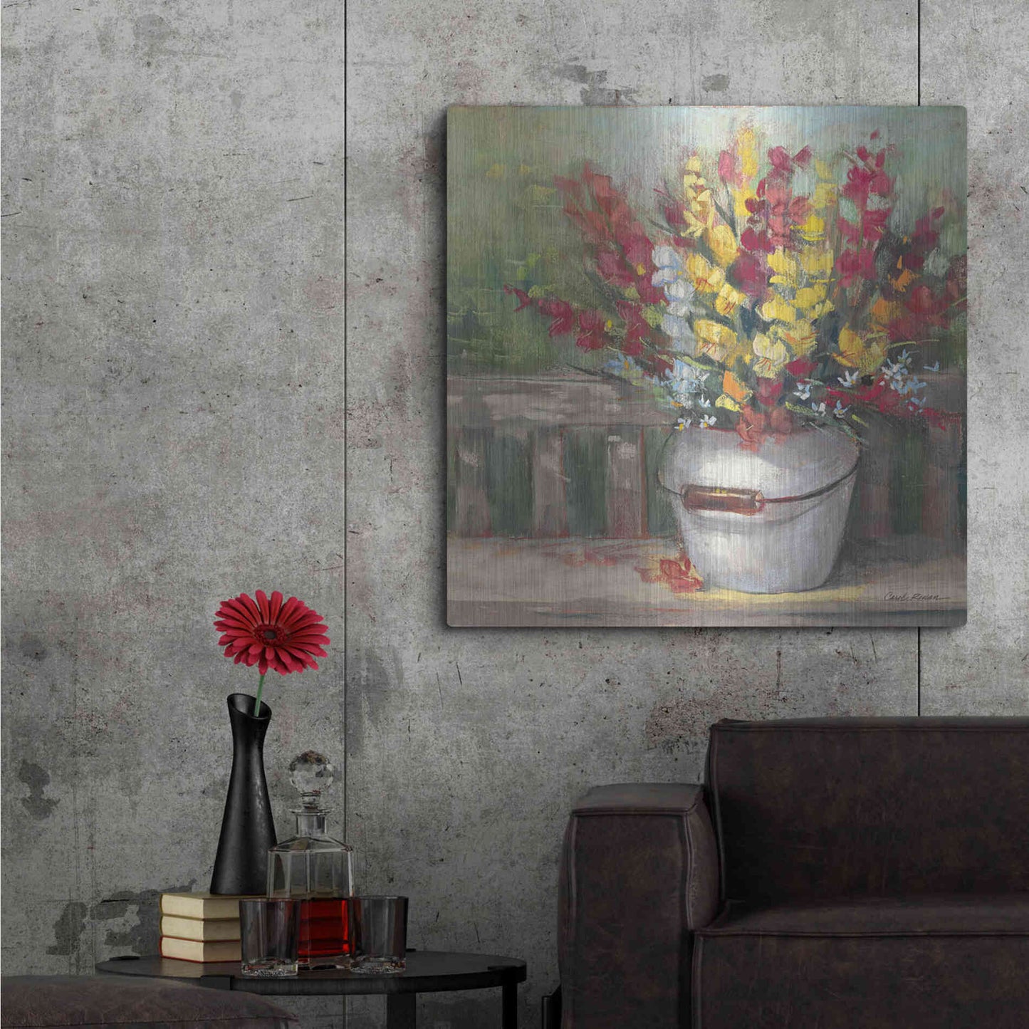 Luxe Metal Art 'Snapdragon Bouquet' by Carol Rowan, Metal Wall Art,36x36