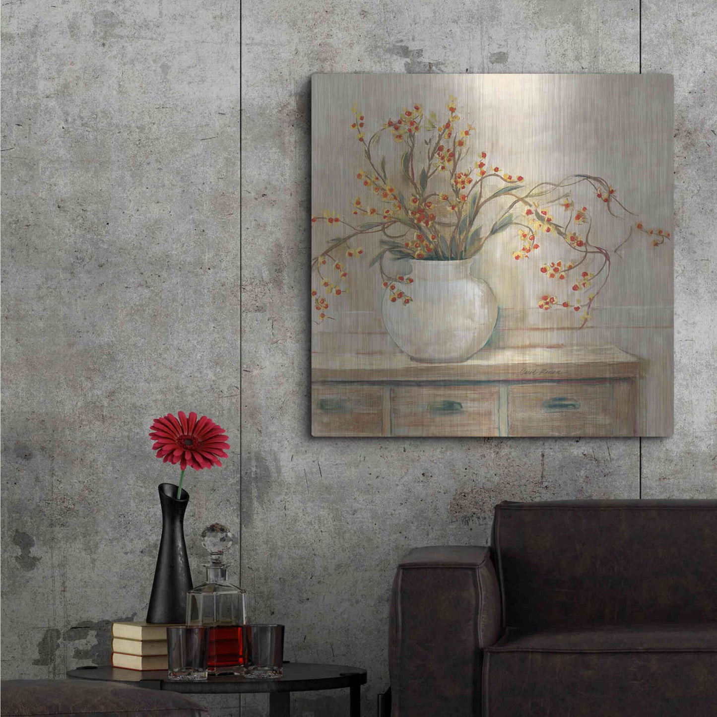 Luxe Metal Art 'Nancy Bittersweet Neutral Sq' by Carol Rowan, Metal Wall Art,36x36