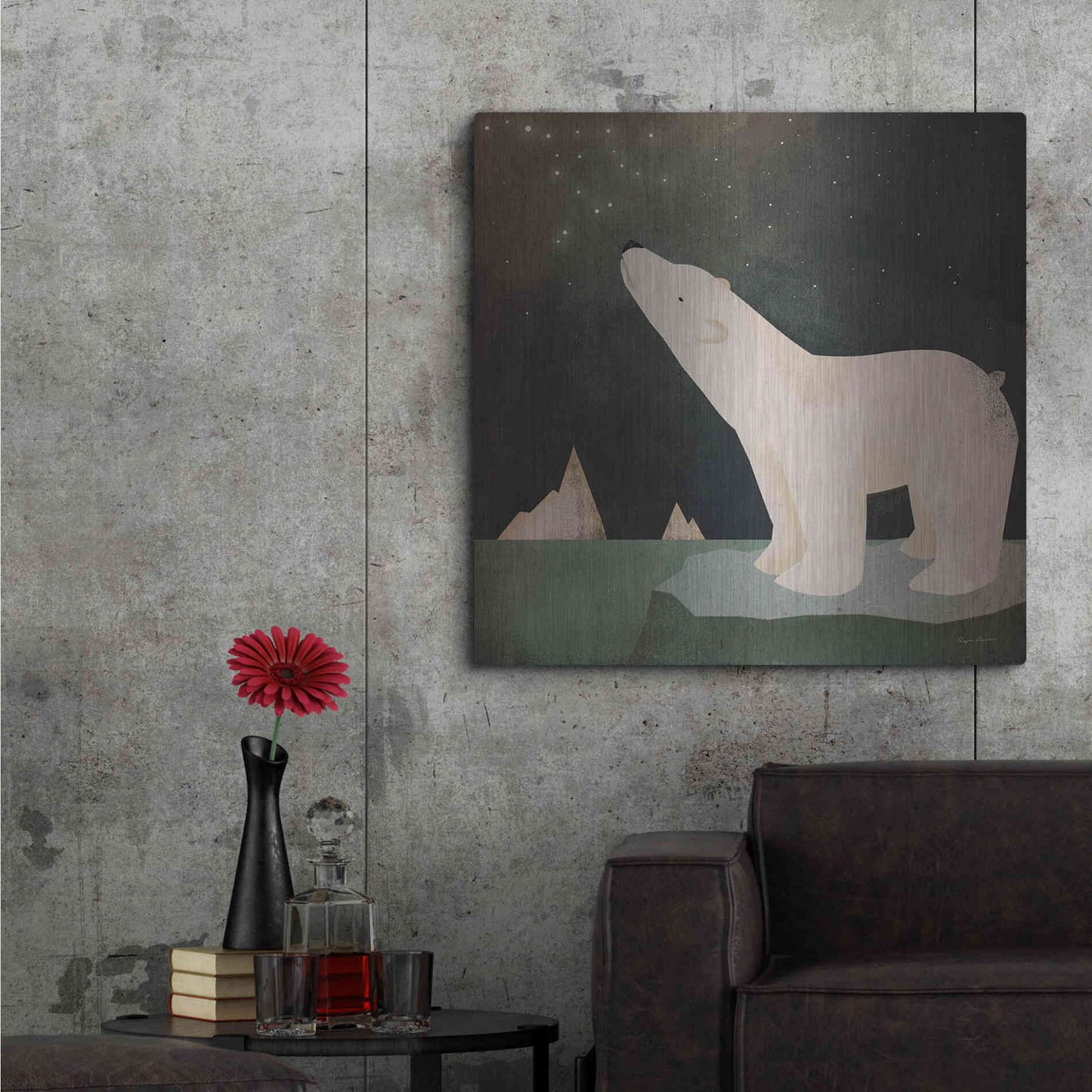 Luxe Metal Art 'Constellations Polar Bear' by Ryan Fowler, Metal Wall Art,36x36