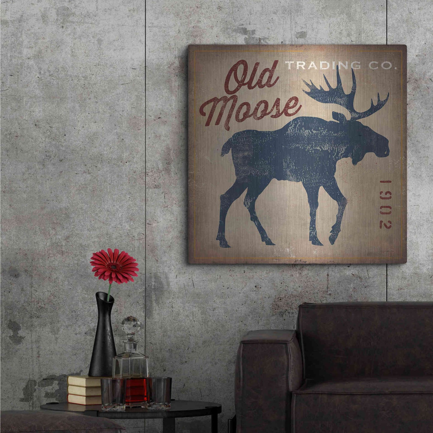 Luxe Metal Art 'Old Moose Trading Co' by Ryan Fowler, Metal Wall Art,36x36