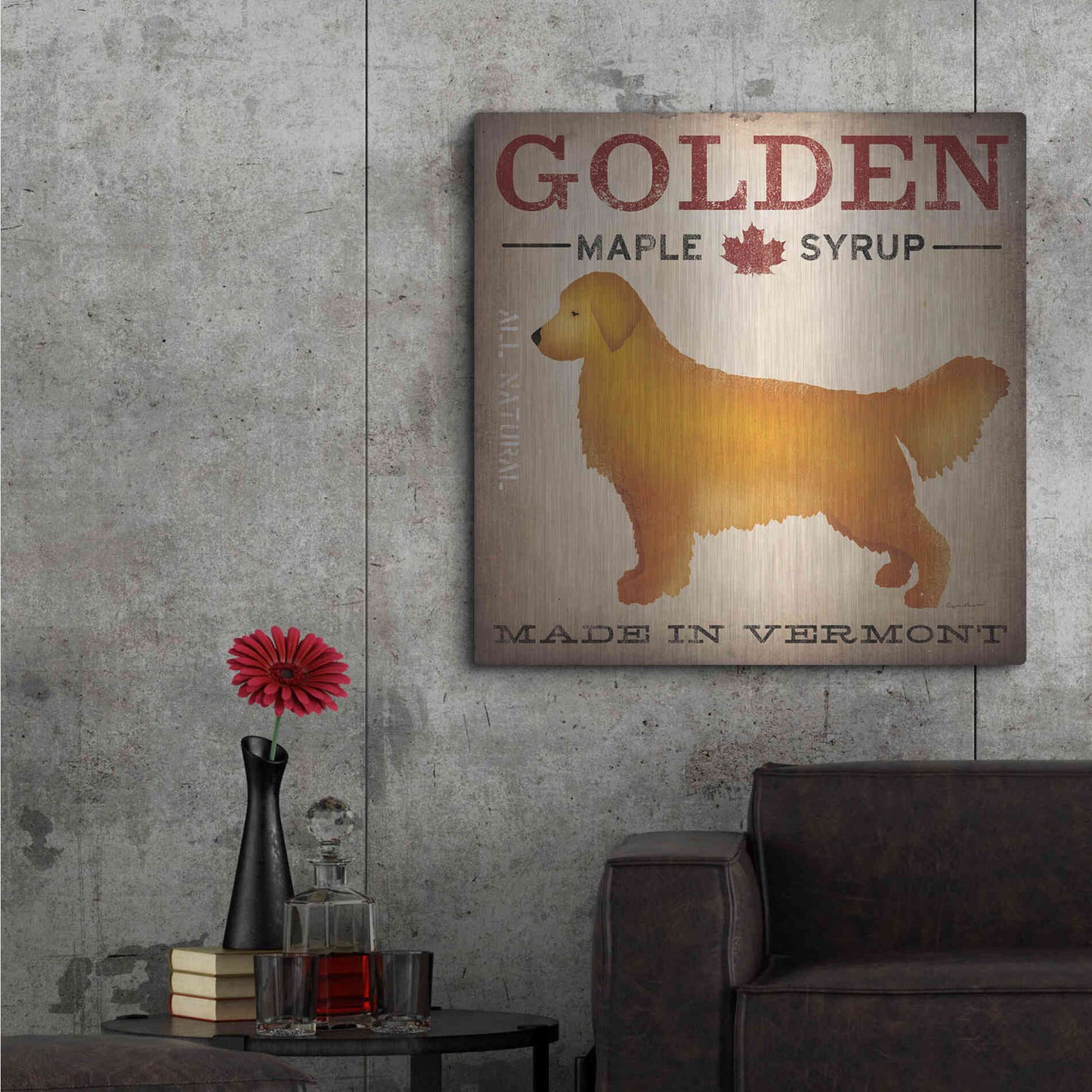 Luxe Metal Art 'Golden Dog At Show' by Ryan Fowler, Metal Wall Art,36x36