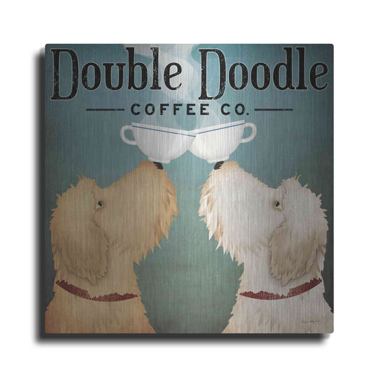 Luxe Metal Art 'Doodle Coffee Double III' by Ryan Fowler, Metal Wall Art