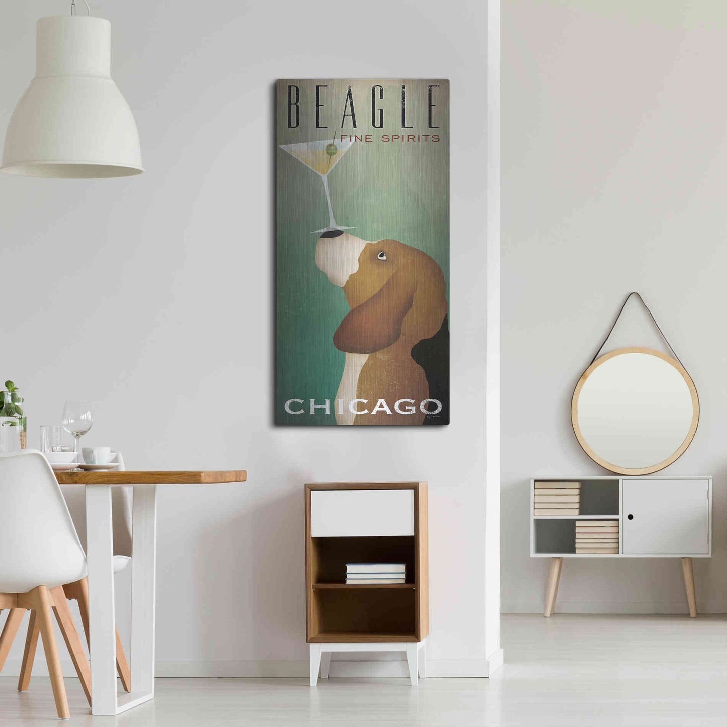 Luxe Metal Art 'Beagle Martini' by Ryan Fowler, Metal Wall Art,24x48