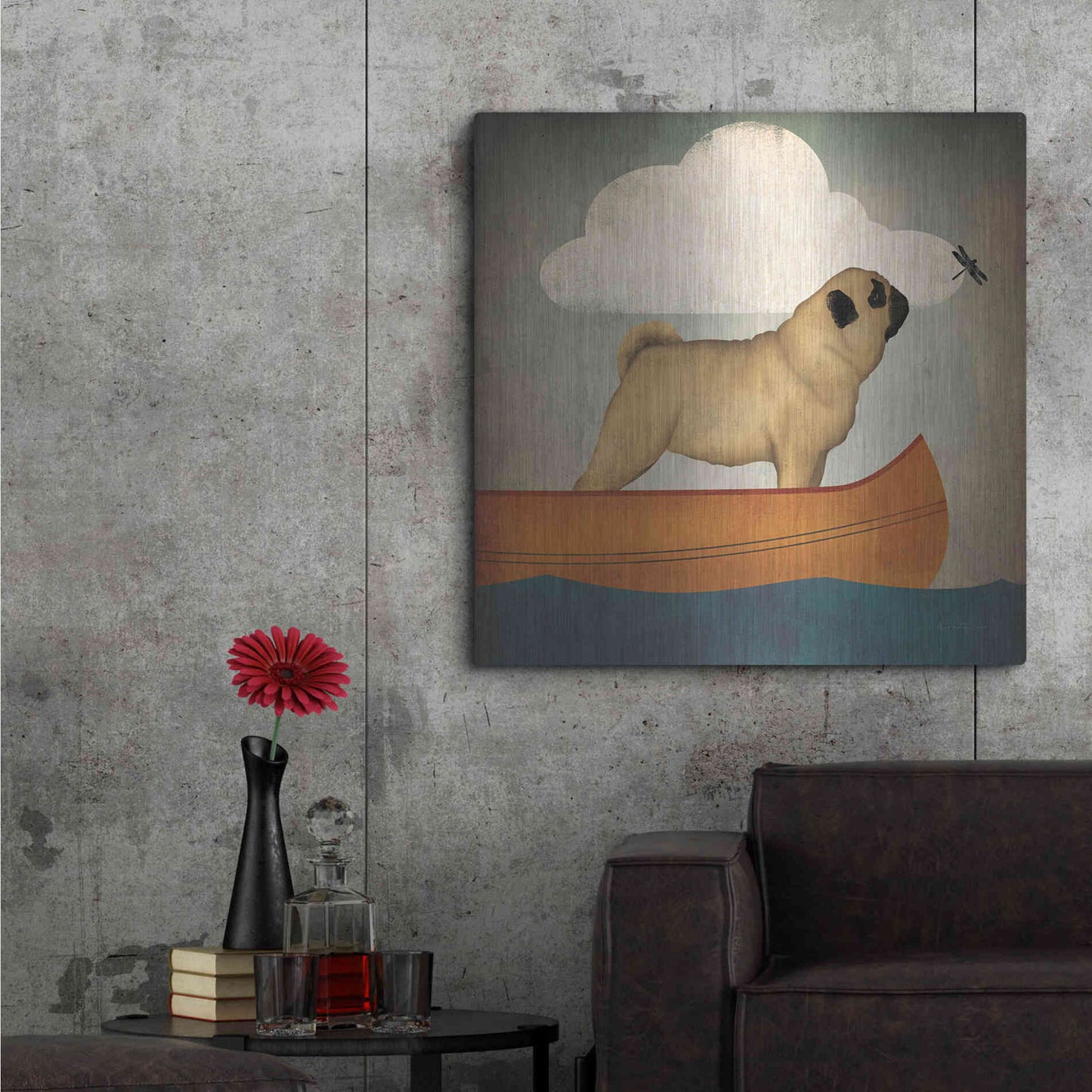 Luxe Metal Art 'Pug Canoe Co' by Ryan Fowler, Metal Wall Art,36x36