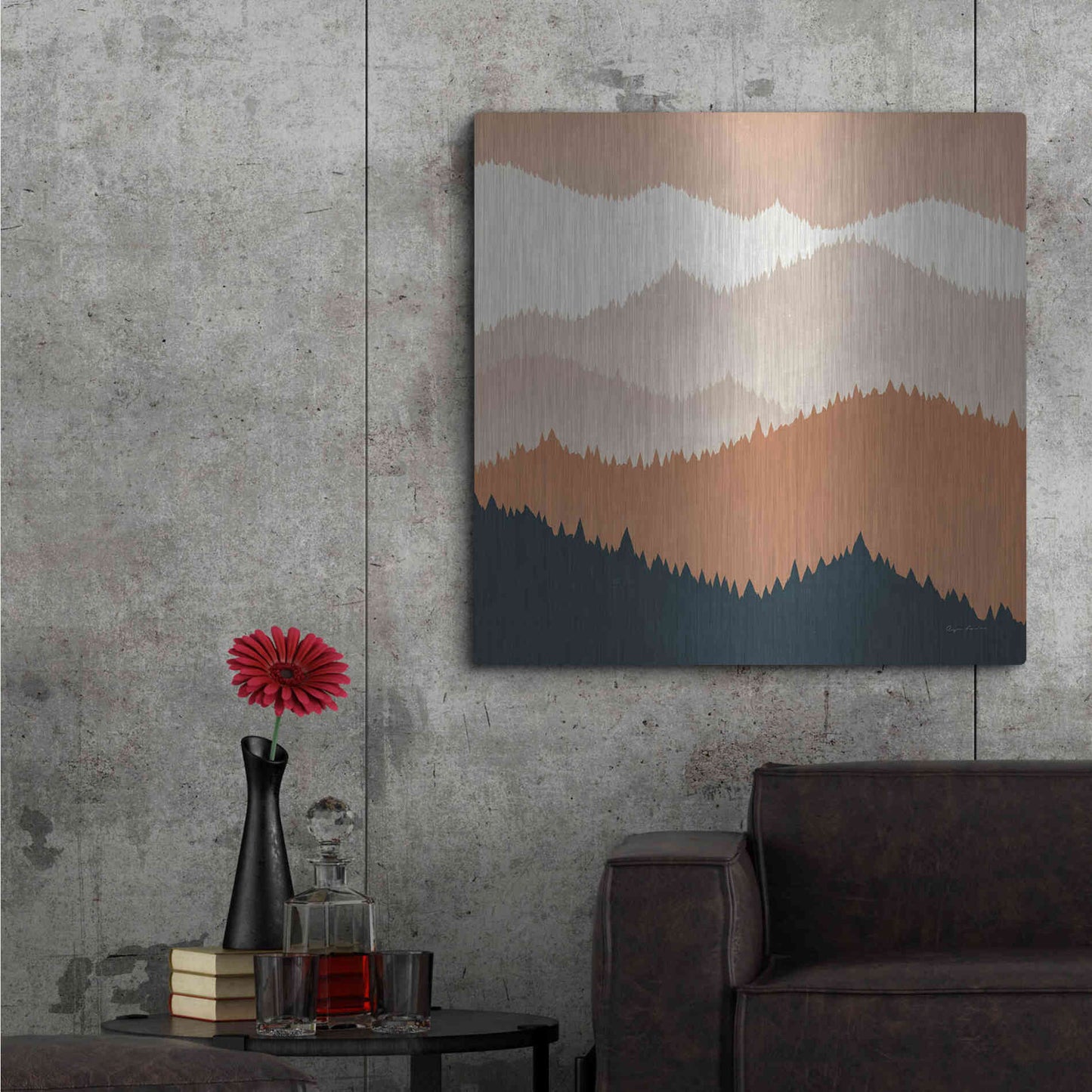 Luxe Metal Art 'Mountain View Terra Cotta' by Ryan Fowler, Metal Wall Art,36x36