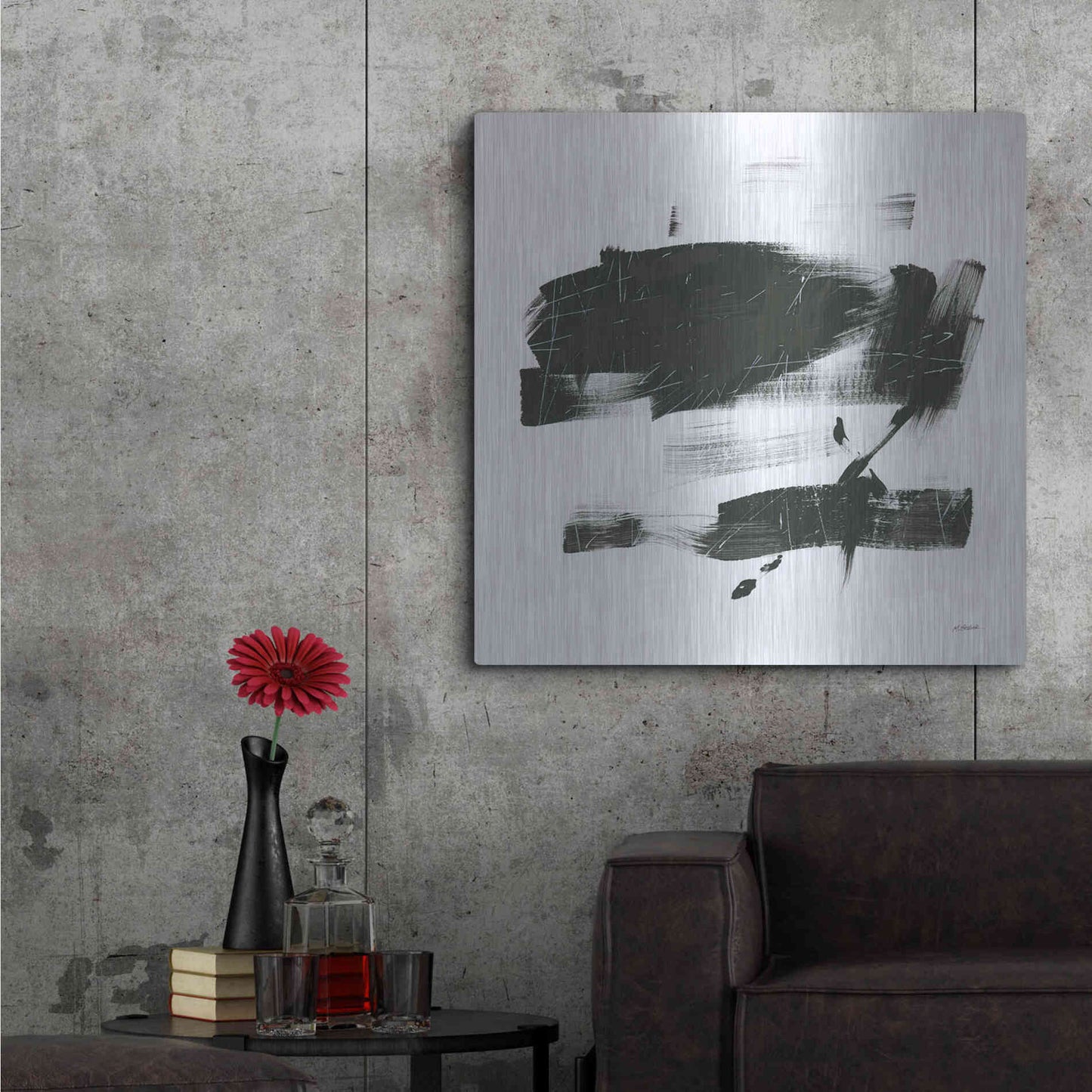 Luxe Metal Art 'Gold And Black Elements XX' by Mike Schick, Metal Wall Art,36x36