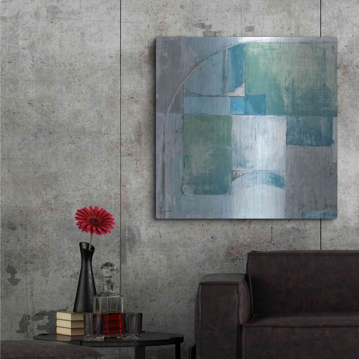 Luxe Metal Art 'Trans Blues Before Sunrise' by Mike Schick, Metal Wall Art,36x36