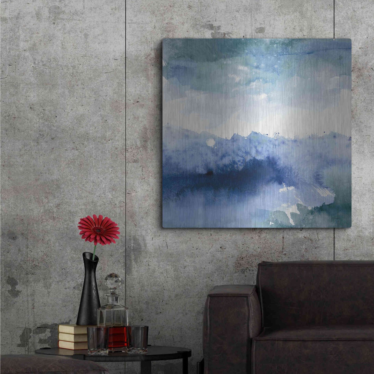 Luxe Metal Art 'Midnight At The Lake II Cool' by Mike Schick, Metal Wall Art,36x36