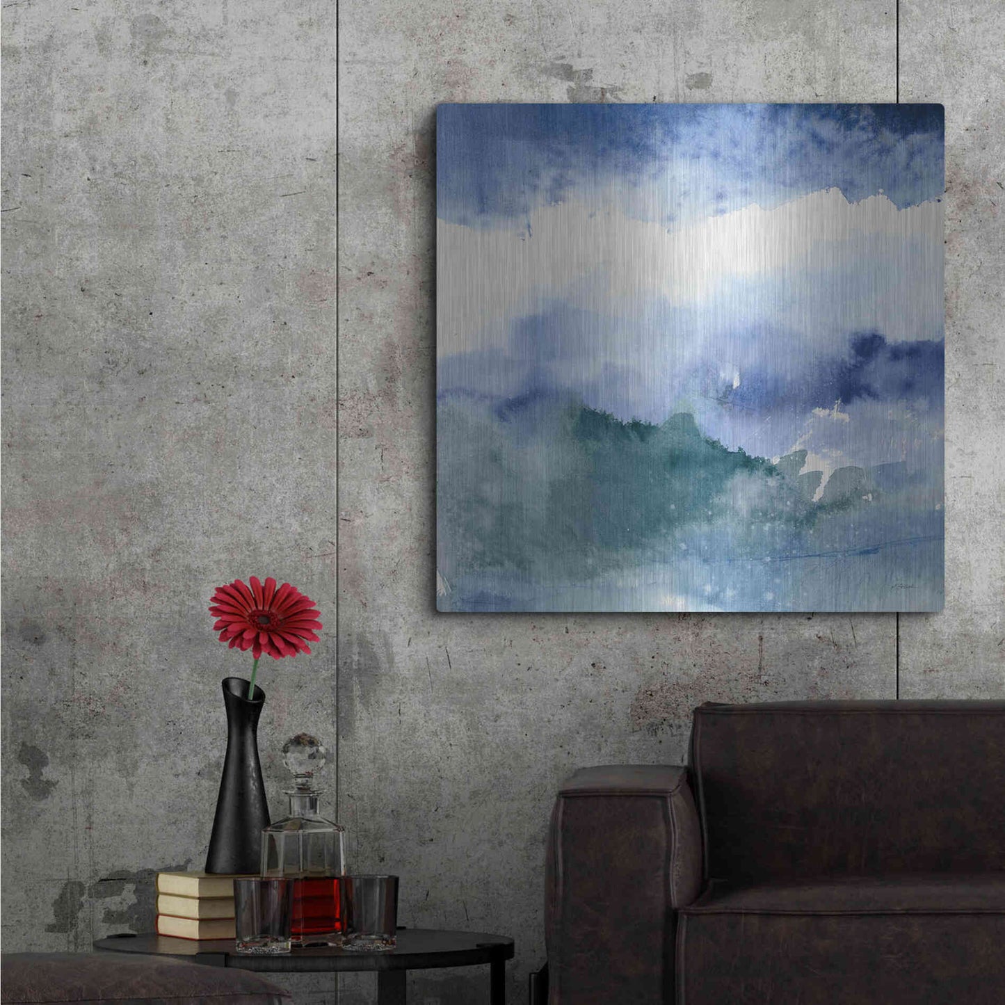 Luxe Metal Art 'Midnight At The Lake III Cool' by Mike Schick, Metal Wall Art,36x36