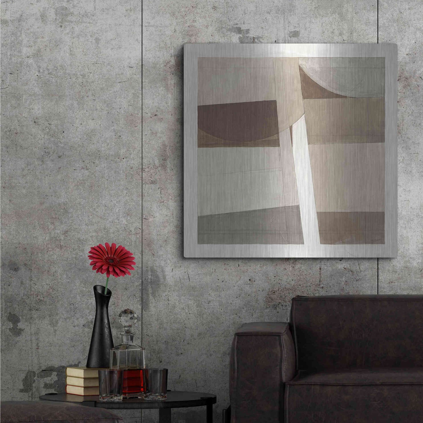 Luxe Metal Art 'Sunny Side Up Brown' by Mike Schick, Metal Wall Art,36x36