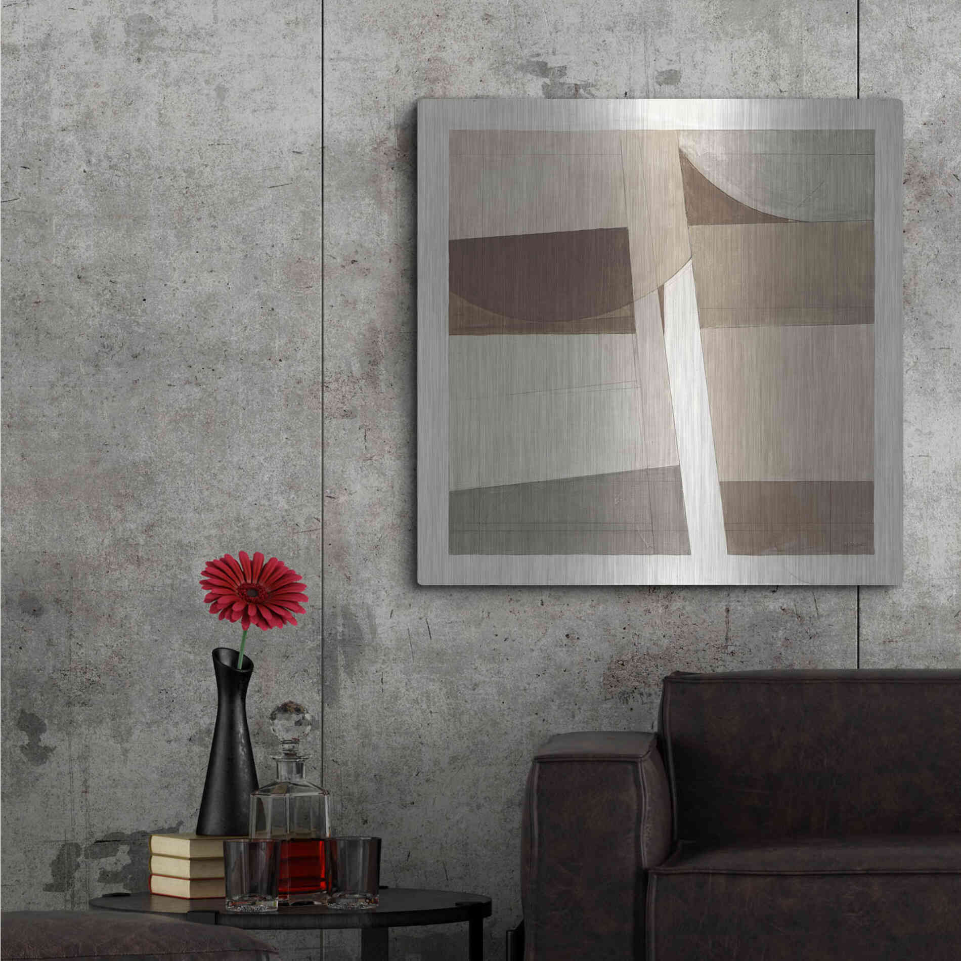 Luxe Metal Art 'Sunny Side Up Brown' by Mike Schick, Metal Wall Art,36x36