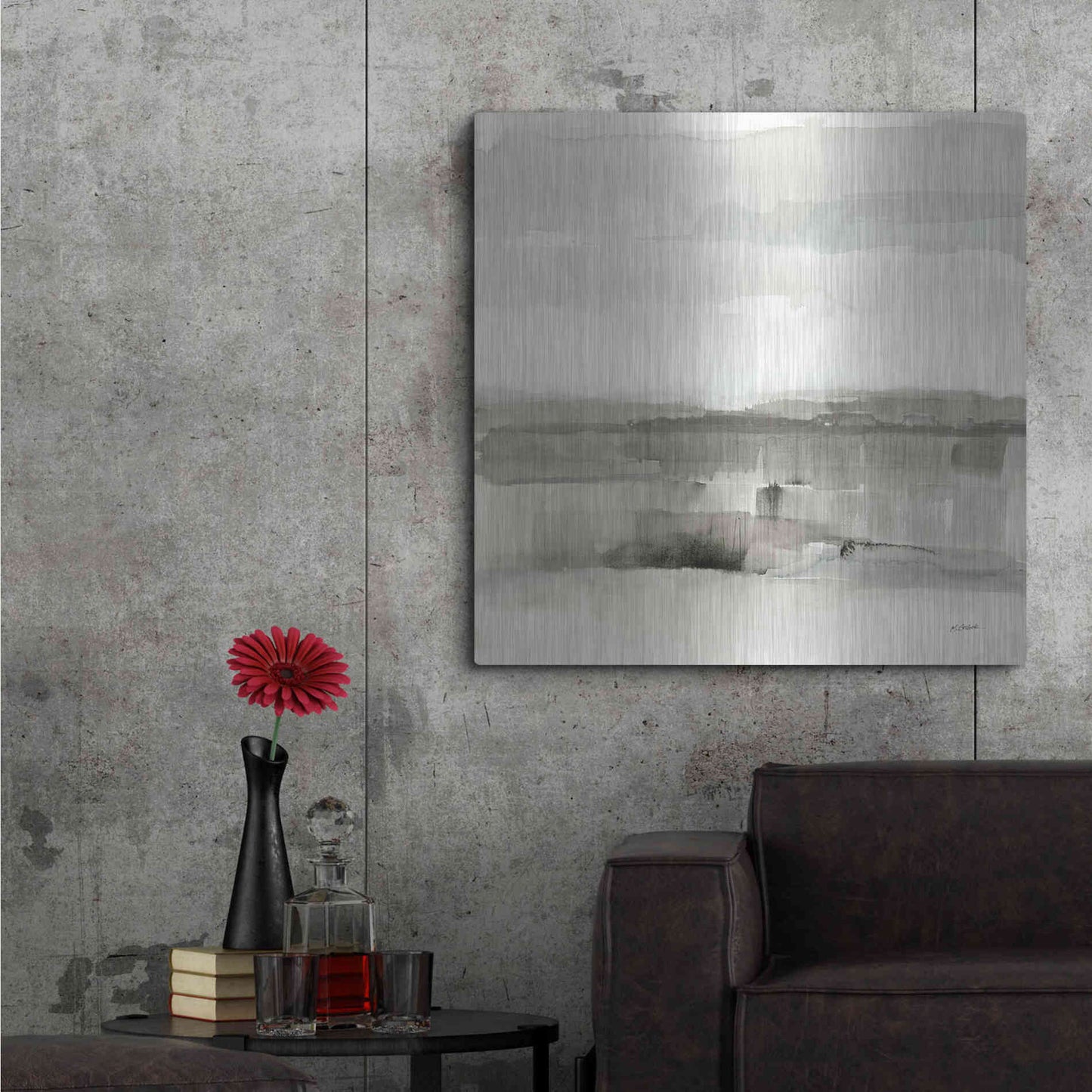 Luxe Metal Art 'Influence Of Line And Color Neutral' by Mike Schick, Metal Wall Art,36x36