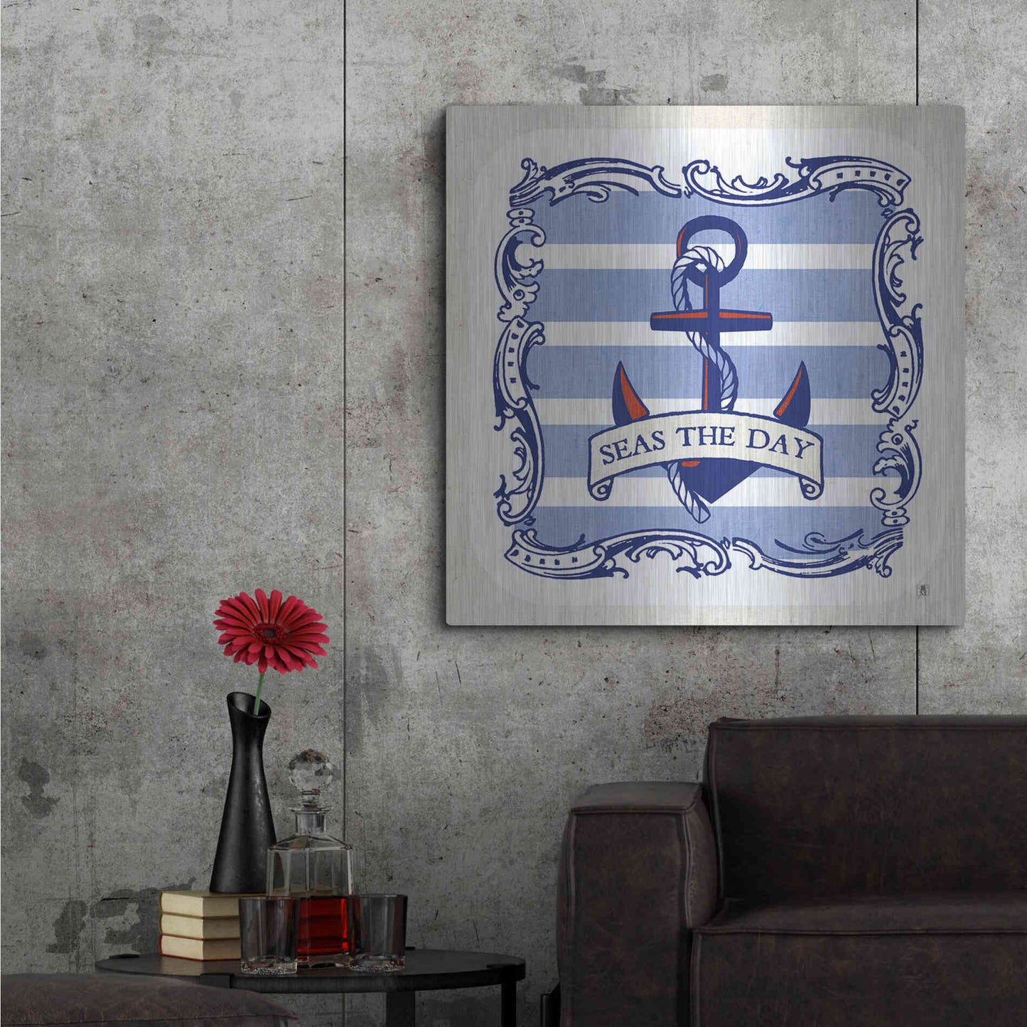 Luxe Metal Art 'On The Coast Border I' by Studio Mousseau, Metal Wall Art,36x36