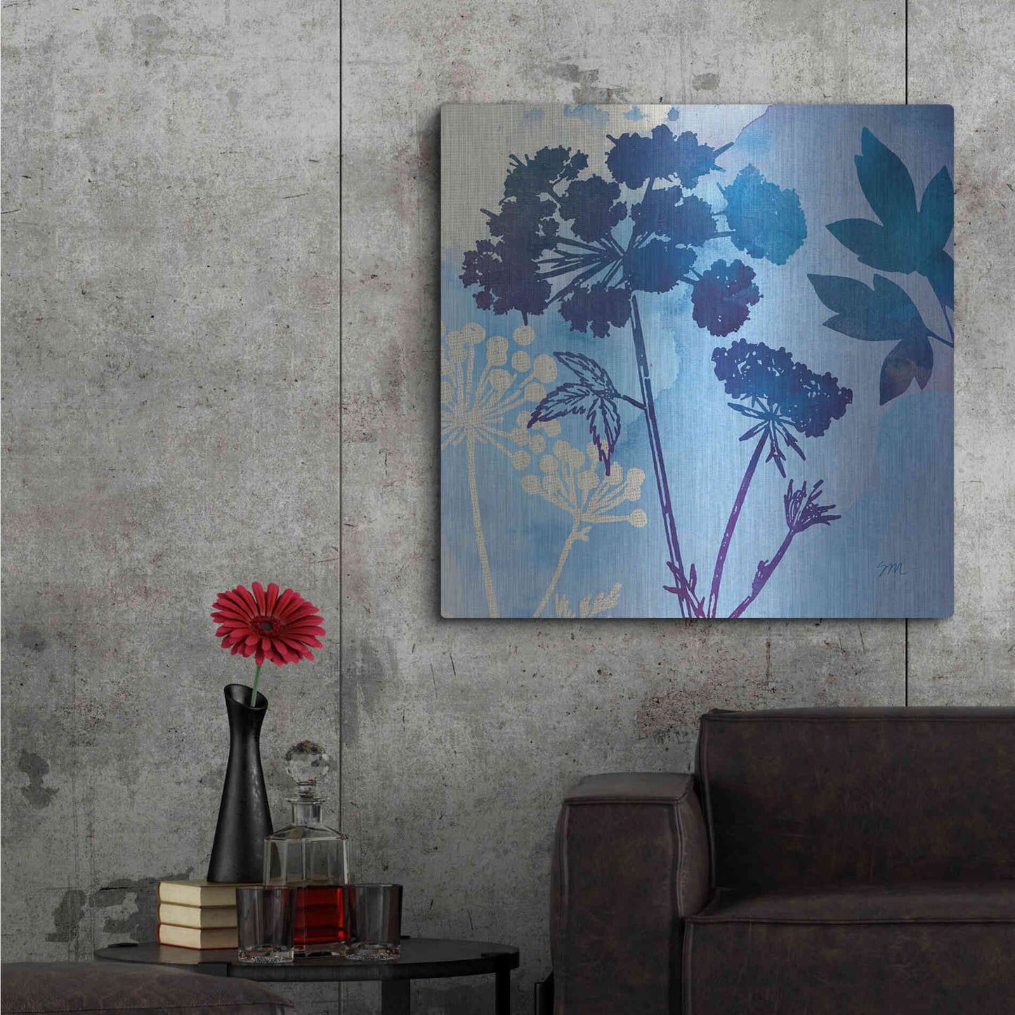 Luxe Metal Art 'Blue Sky Garden III' by Studio Mousseau, Metal Wall Art,36x36