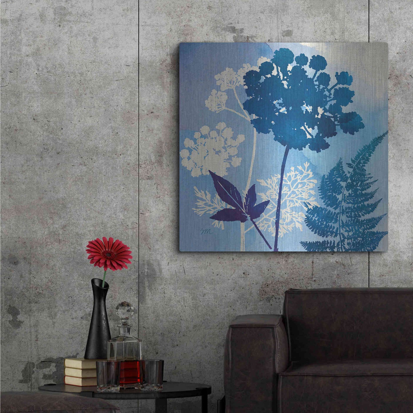 Luxe Metal Art 'Blue Sky Garden IV' by Studio Mousseau, Metal Wall Art,36x36