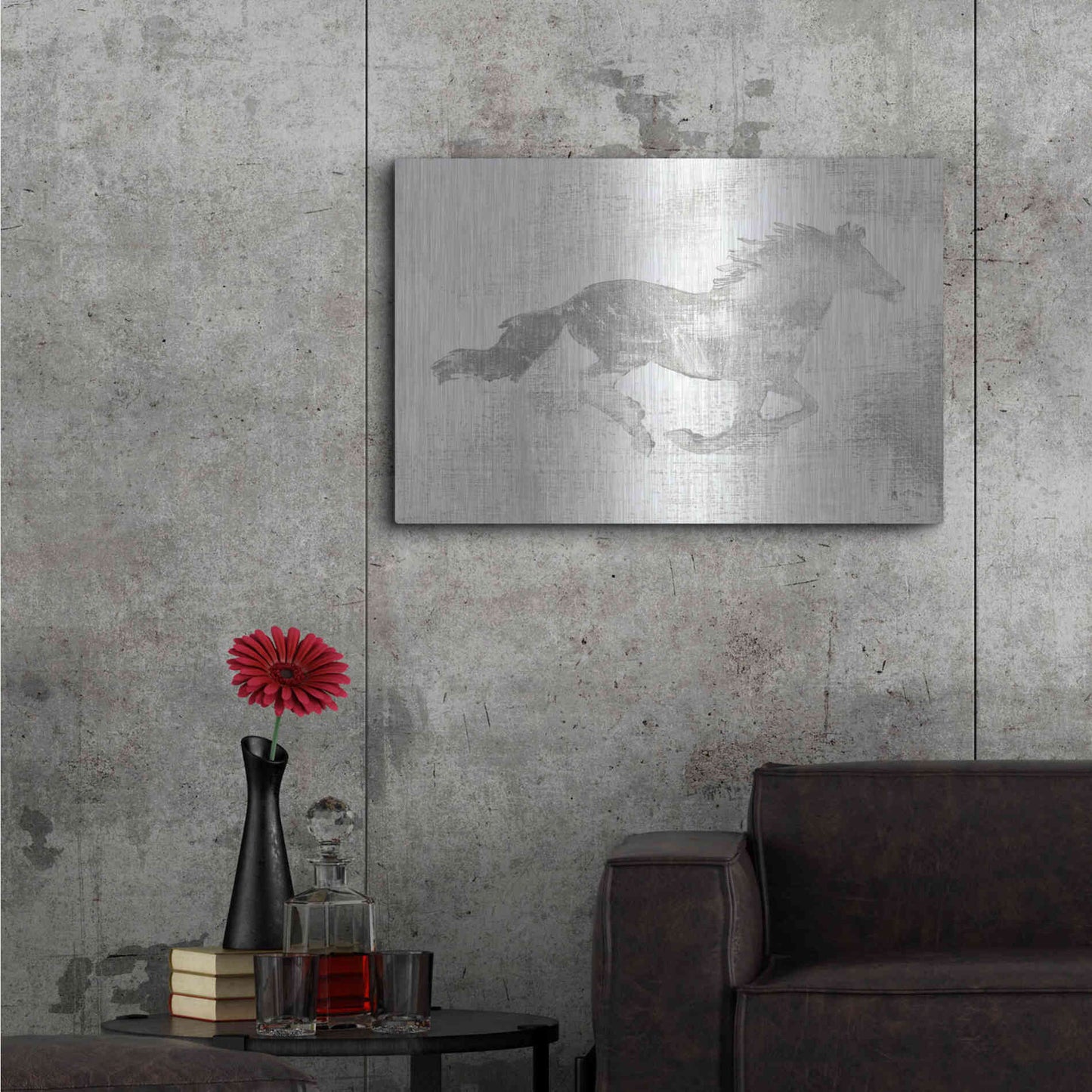 Luxe Metal Art 'Mustang Study Neutral' by Studio Mousseau, Metal Wall Art,36x24