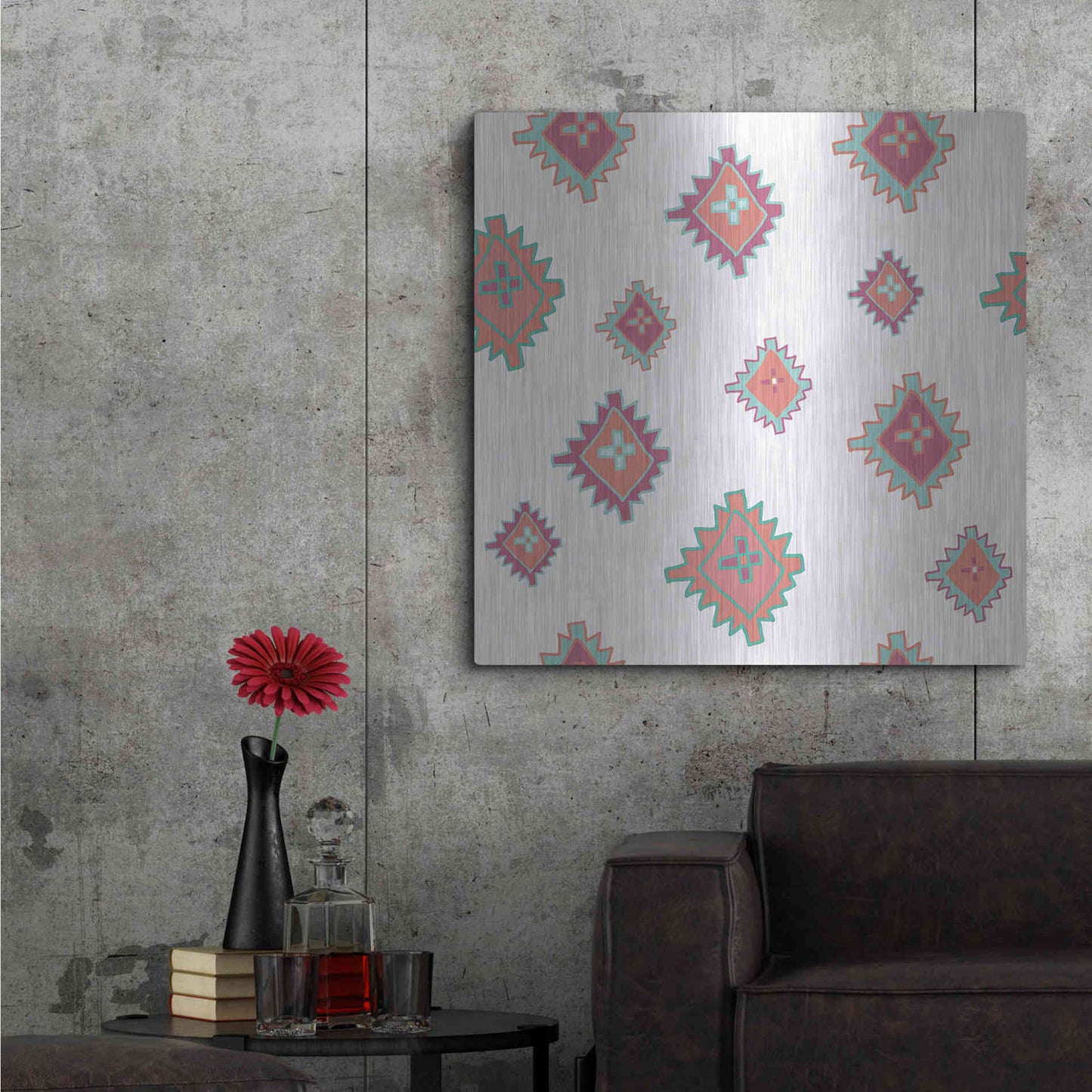 Luxe Metal Art 'Playful Llamas Pattern II' by Farida Zaman, Metal Wall Art,36x36