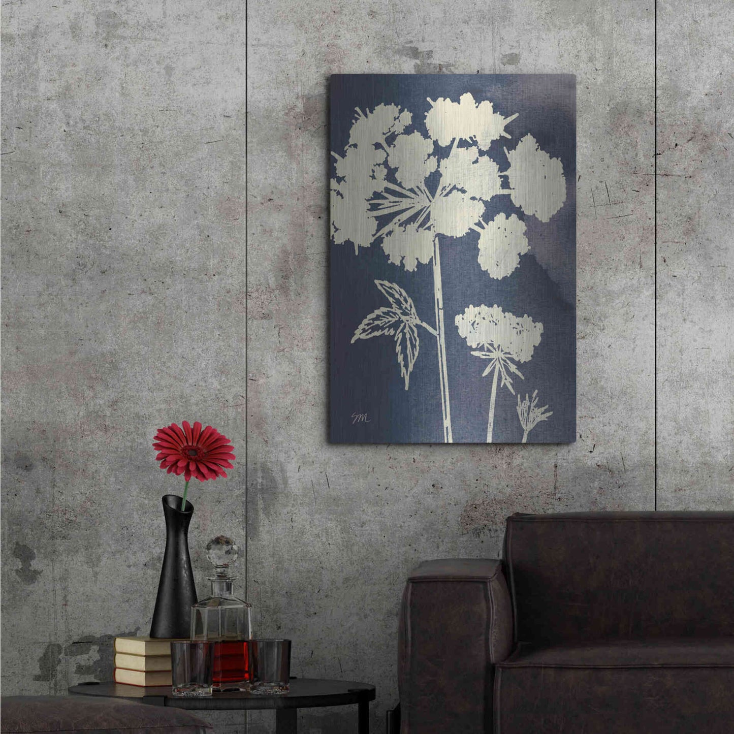 Luxe Metal Art 'Dark Blue Sky Garden III' by Studio Mousseau, Metal Wall Art,24x36