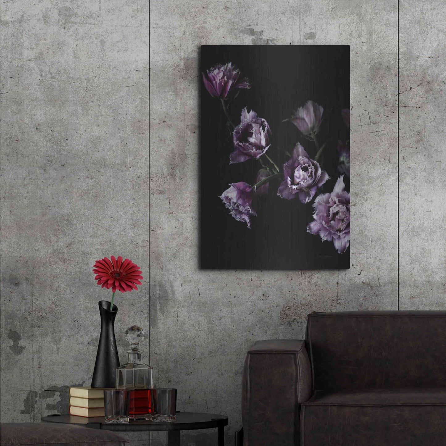 Luxe Metal Art 'Purple Fringed Tulips III' by Elise Catterall, Metal Wall Art,24x36