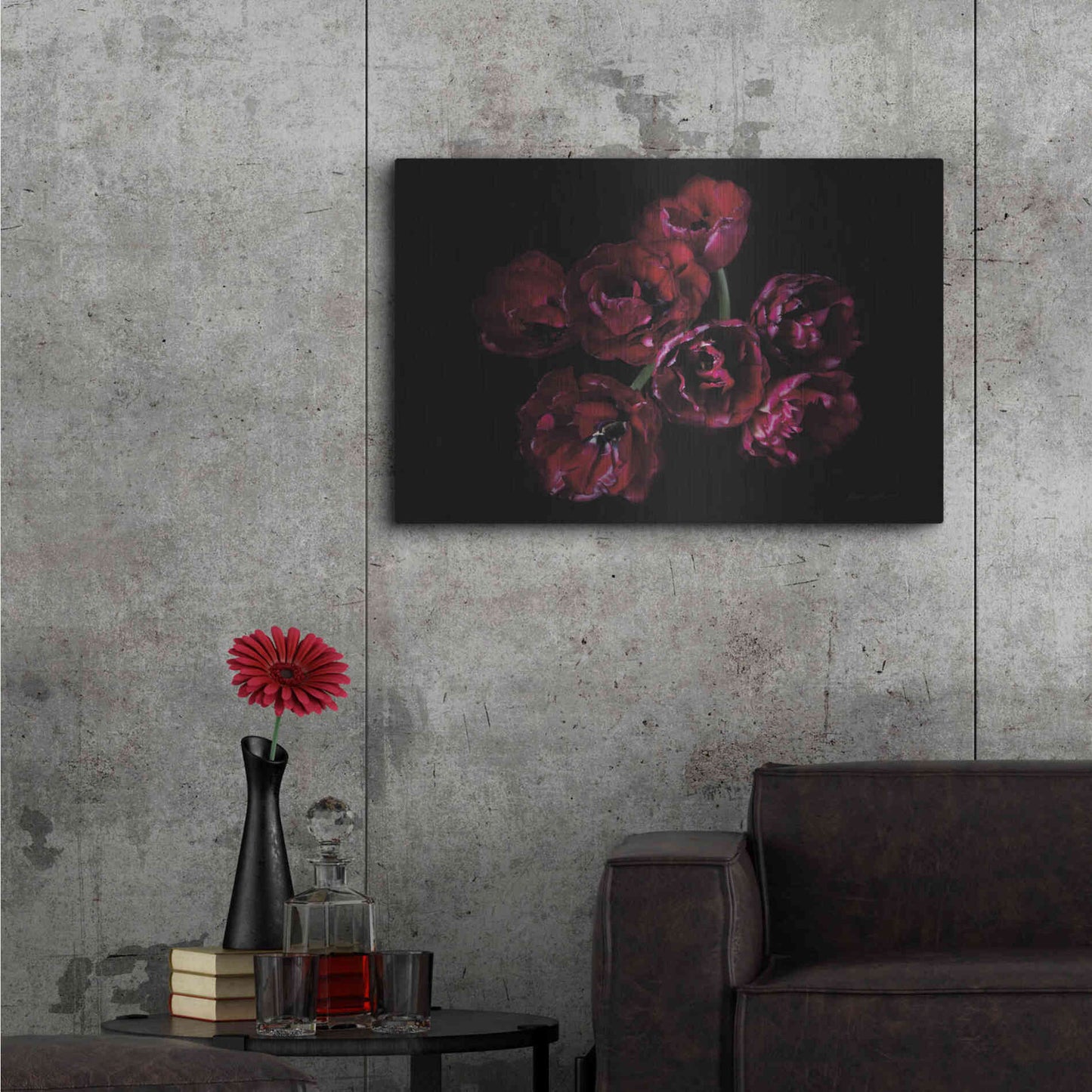 Luxe Metal Art 'Red Double Tulips' by Elise Catterall, Metal Wall Art,36x24