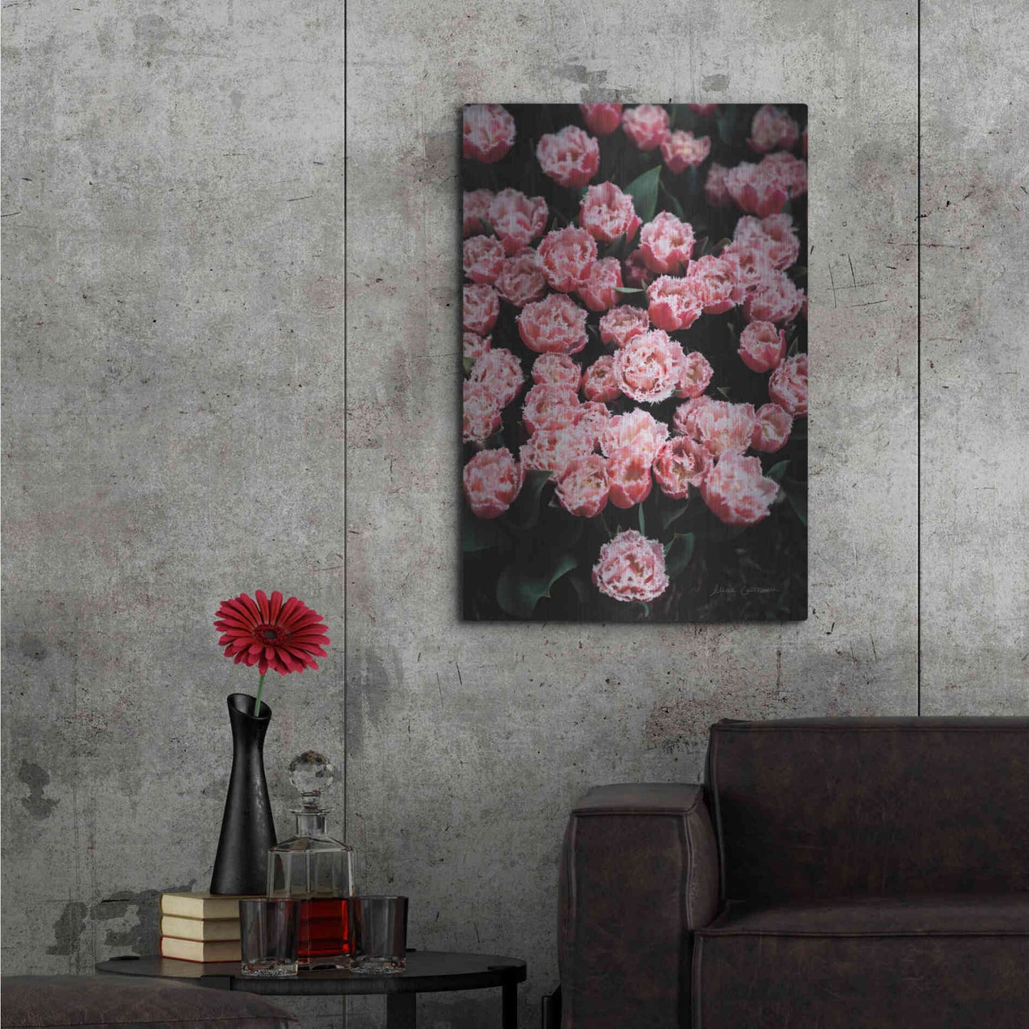 Luxe Metal Art 'Fringed Tulips' by Elise Catterall, Metal Wall Art,24x36