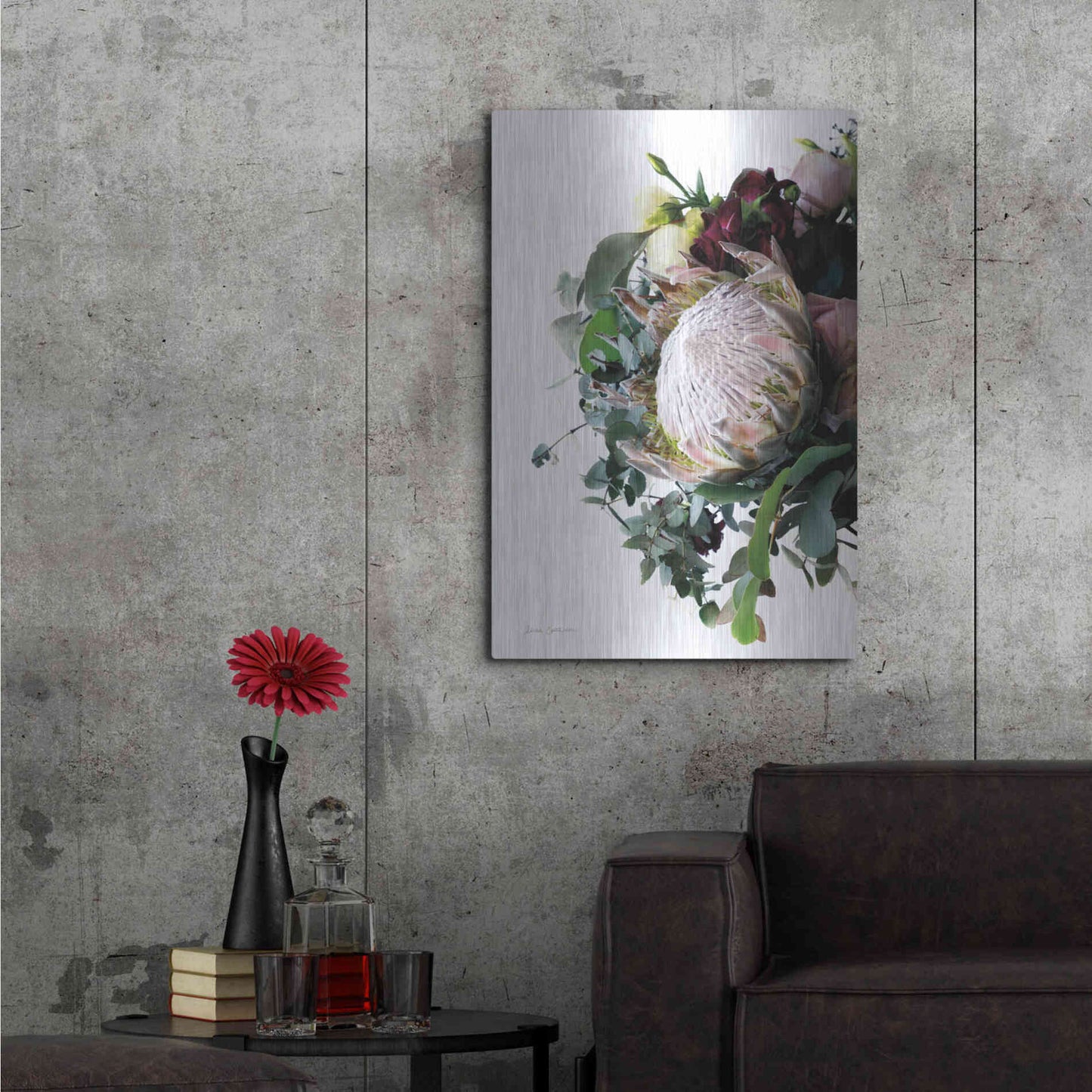 Luxe Metal Art 'Protea Bouquet II' by Elise Catterall, Metal Wall Art,24x36