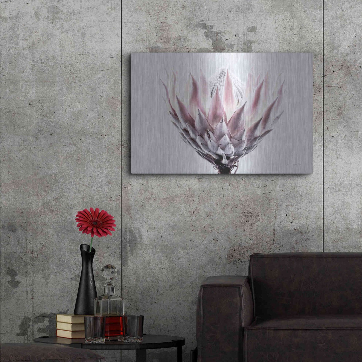 Luxe Metal Art 'Pale Protea Detail II' by Elise Catterall, Metal Wall Art,36x24
