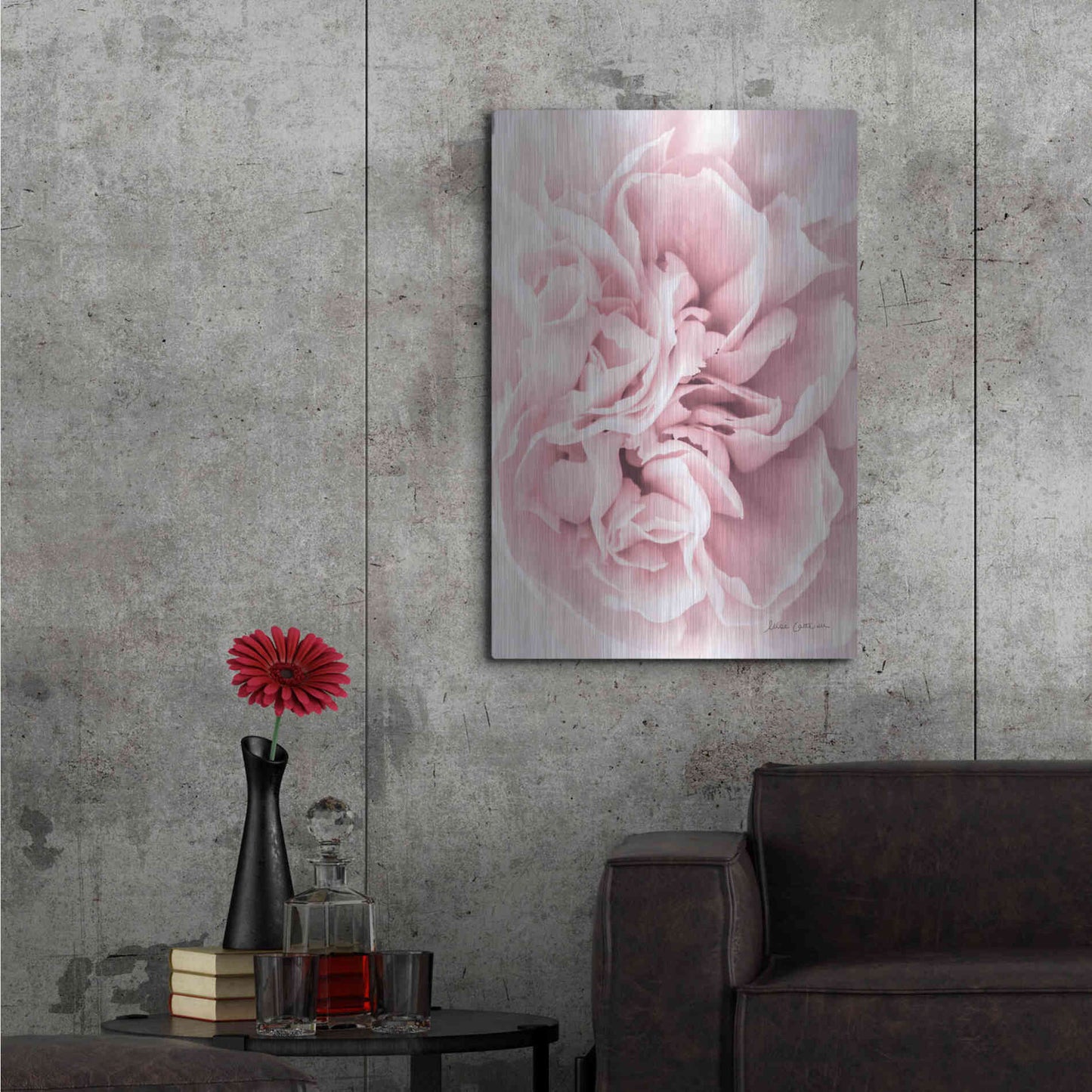 Luxe Metal Art 'Pink Carnation Crop' by Elise Catterall, Metal Wall Art,24x36