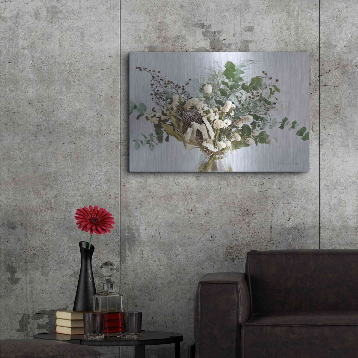 Luxe Metal Art 'Eucalyptus Arrangement' by Elise Catterall, Metal Wall Art,36x24